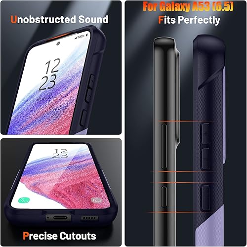 Miniatura 6 de Funda resistente para Samsung Galaxy A53(5G) de 6.5 pulgadas, 4 esquinas con bolsas de aire protección contra caídas de 12 pies, agarre texturizado