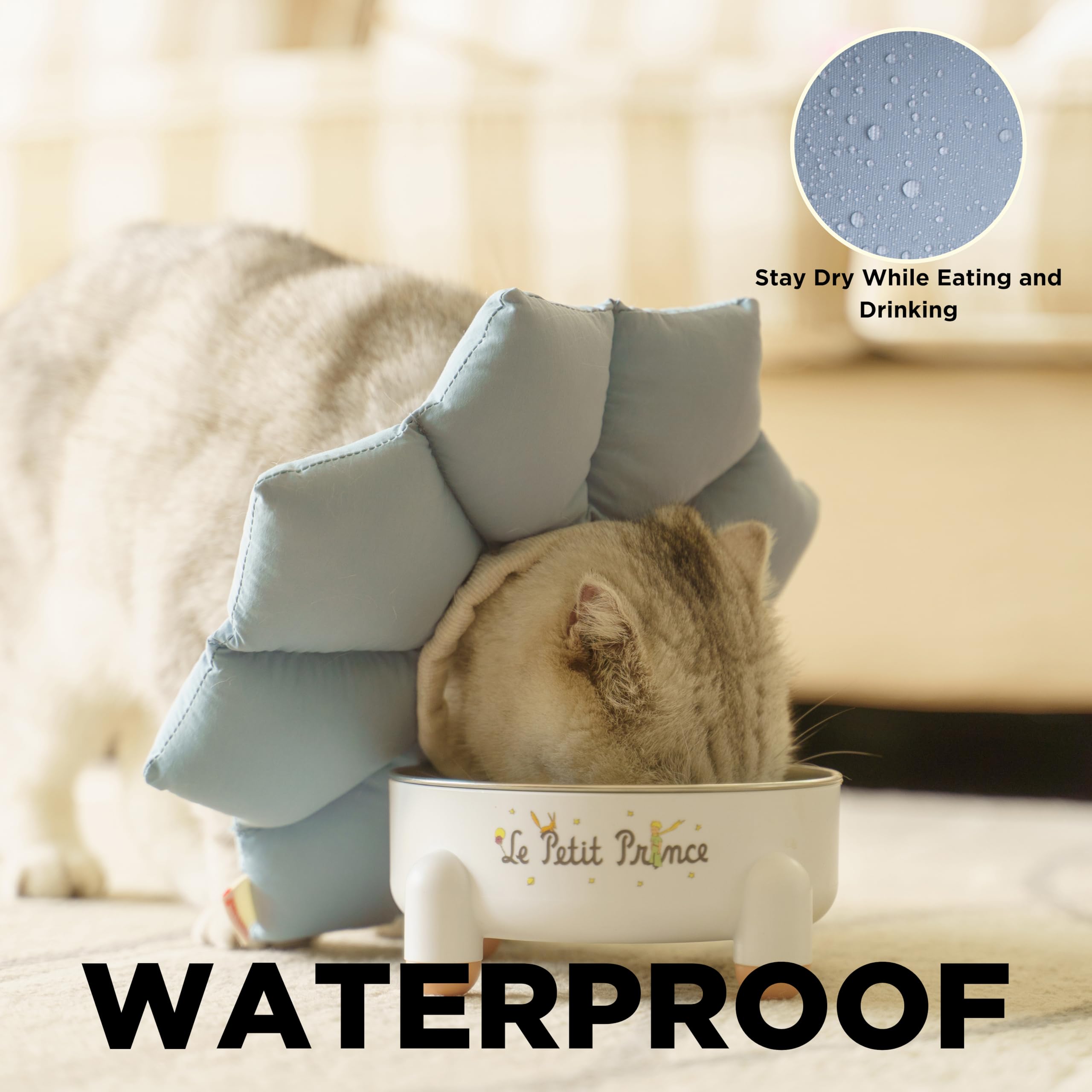 Super Puff - Cono de cuidado de gatos, collar de recuperación ajustable e impermeable, conos ligeros después de la cirugía para gatos de todos los tamaños de raza (azul, mediano) se adapta