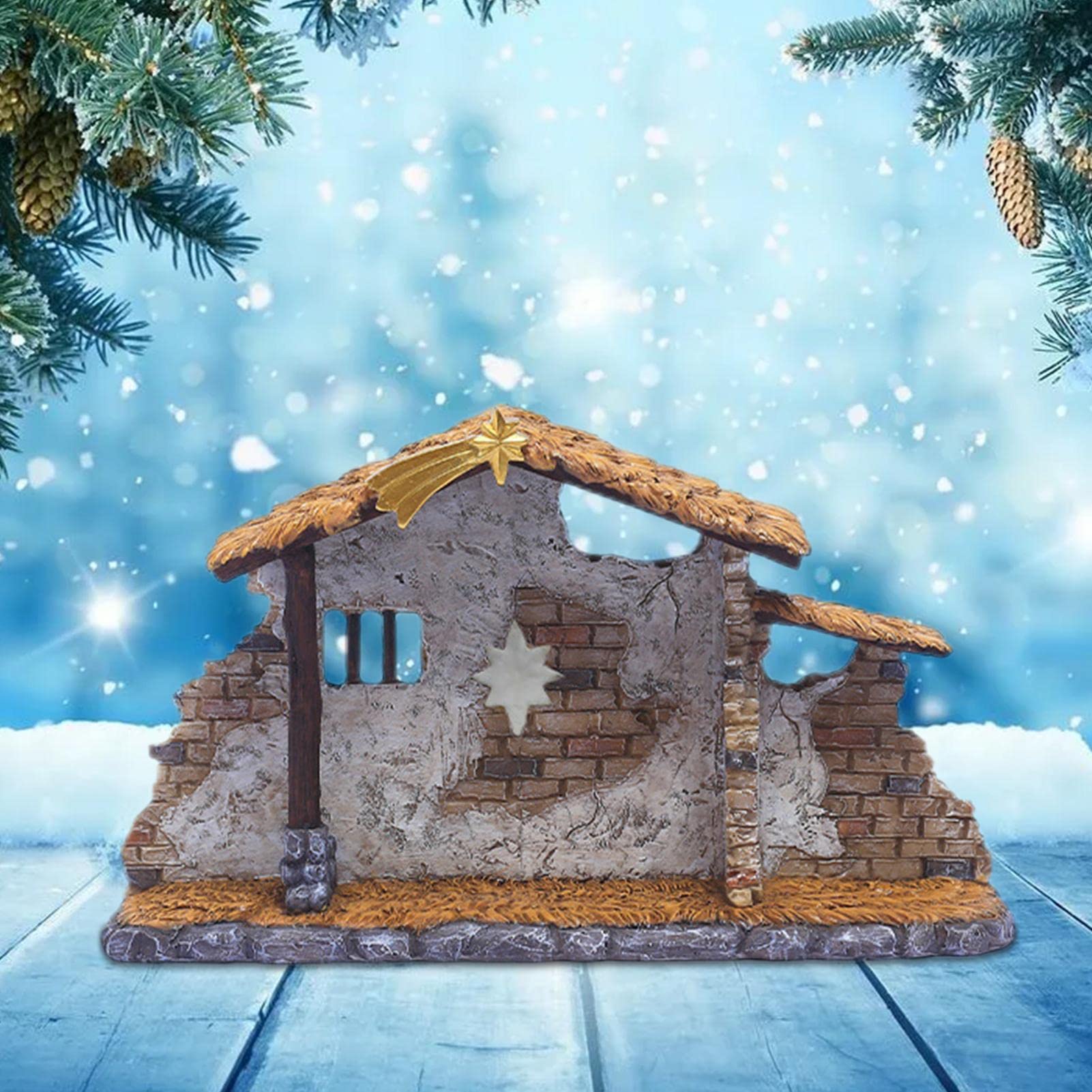 Amazon.co.jp: クリスマス降誕馬小屋, 家の装飾飼い葉桶教会樹脂