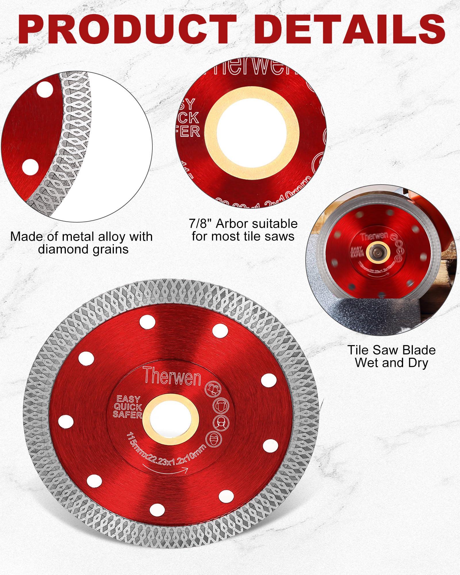 Therwen 25-Pack 4.5 Inch Diamond Saw Blades For Tile - Thin Cut Blades For Angle Grinder, Porcelain & Ceramic - View #13