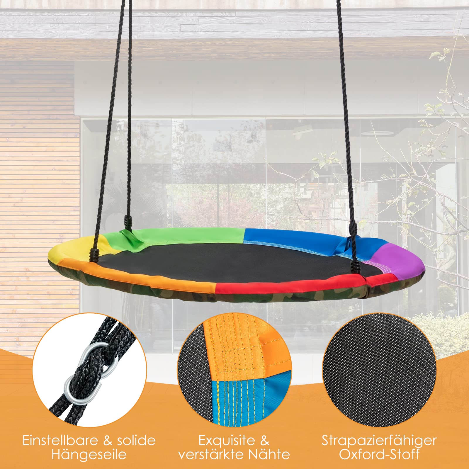 DREAMADE Schaukel Outdoor, Kinderschaukel & Nestschaukel Set (2 Schaukeln) | Schaukel Kinder bis 150 kg belastbar, Schaukelsitz Gartenschaukel Indoor Outdoor für Kinder, Erwachsene