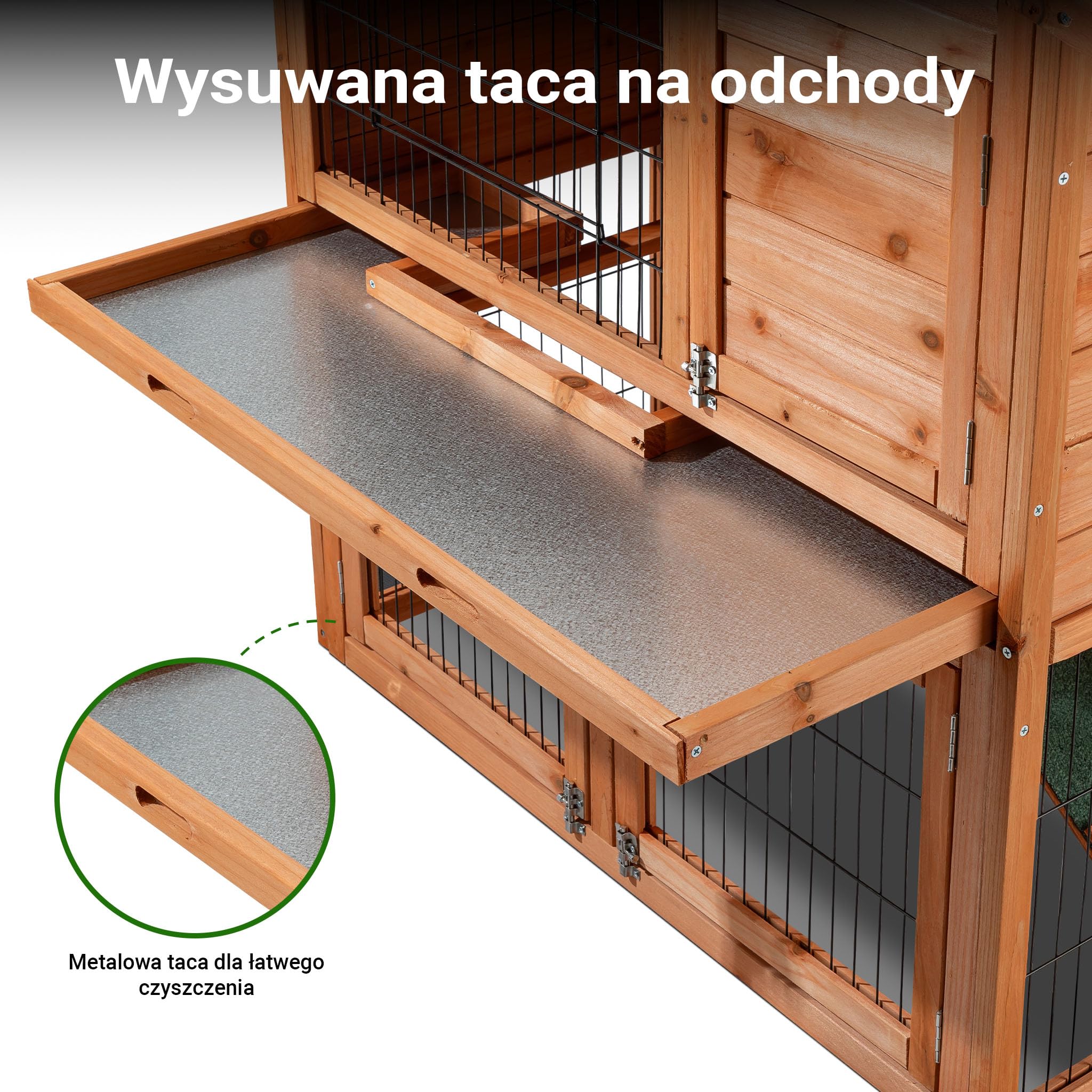 Wiltec 2-poziomowy domek dla gryzoni 871 x 547 x 1000 mm, dwupoziomowa klatka dla królików wykonana z drewna świerkowego, z dachem bitumicznym i wanienką na odchody, wybieg dla małych zwierząt