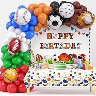 Winrayk 130Pcs Sports Birthday Party Decorations Supplies Sports Balloon...