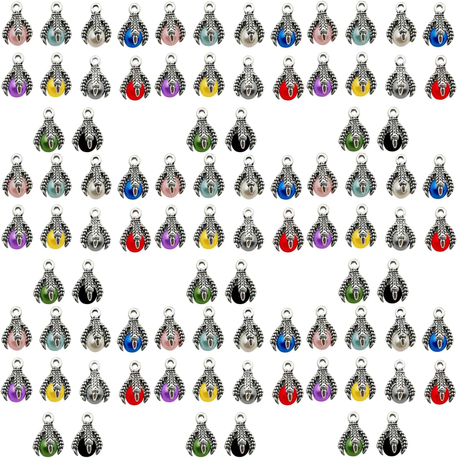 100pcs Bulk Lots Dragon Claw Beads Charms for Jewelry Making,Antique Tibetan Silver Mixed Alloy Bracelet Bangle Charms for Necklace Bracelet Earring Keychain Jewelry Making (SN278-set)