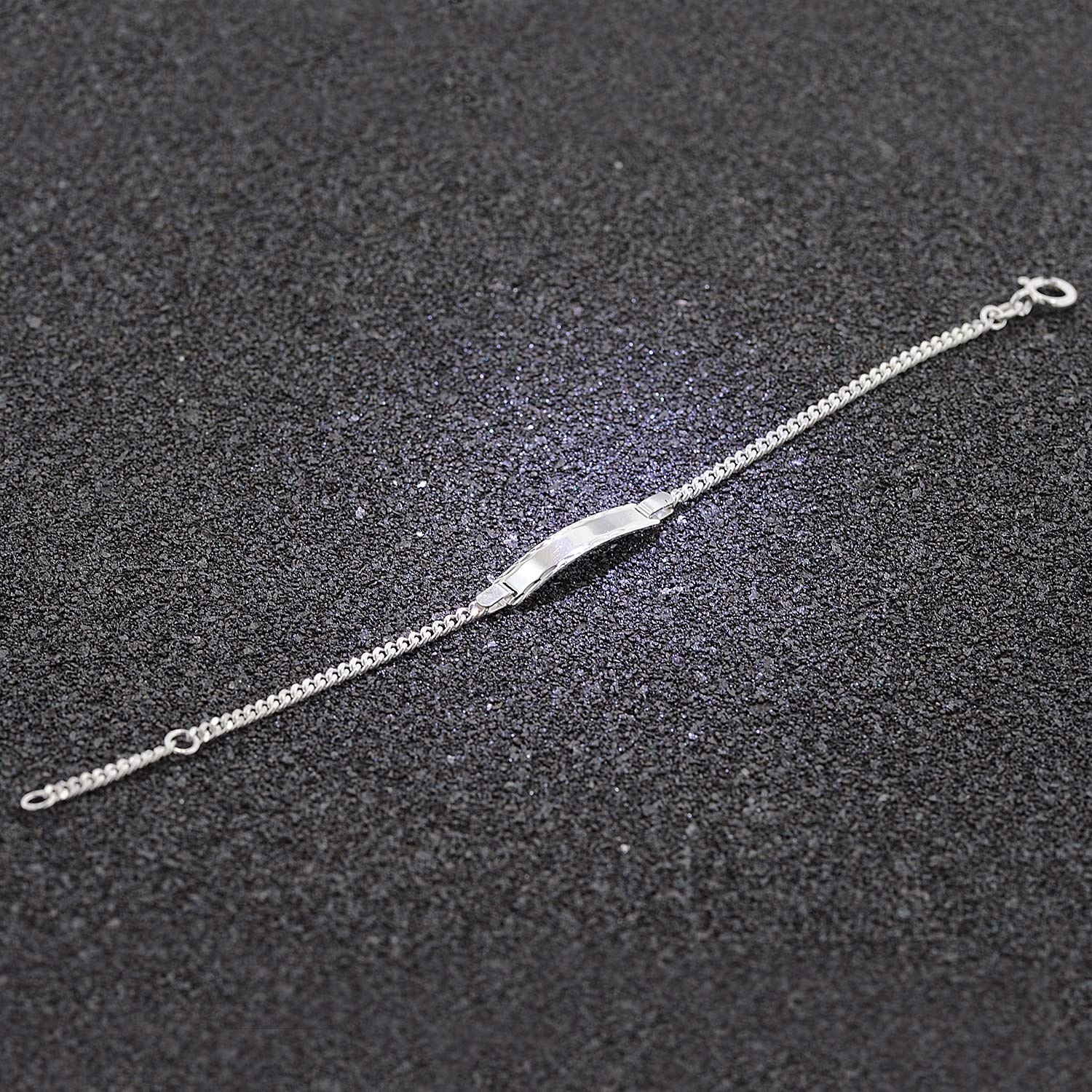 trendor Armband mit Gravur für Baby und Kinder 925 Silber 14/12 cm 39505-14 | Gravurschmuck Baby Sterlingsilber, Identitäts-Armband personalisierbar, Flachpanzer-Armband gravierbar, inkl. Wunsch-Gravur