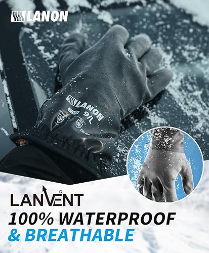 Miniatura 5 de LANON - Guantes de trabajo de invierno impermeables, con revestimiento de poliuretano permeable a la humedad, guantes cálidos para congelador y