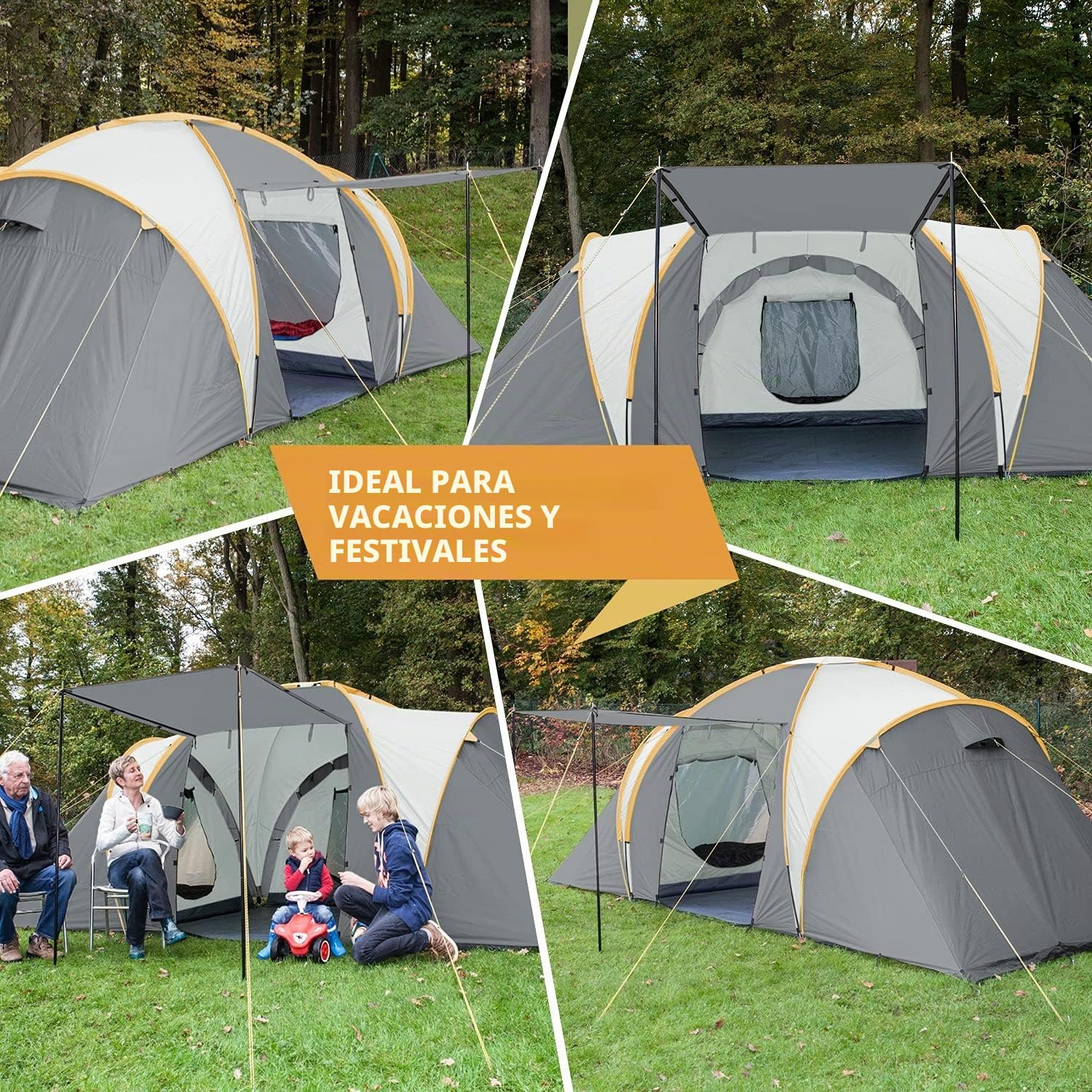 skandika Daytona 6 - Tienda de campaña Familiar - mosquiteras - Columna de Agua 3000 mm - 530 x 370 cm