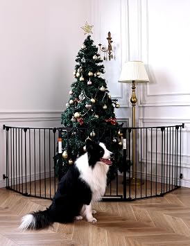 Babelio 104" Extra Wide Baby Gate, 30 Tall Auto Close Dog Fence for Stairs Doorways Fireplace, Hardware Mounted Pet Gate Indoor, Foldable 5 Metal Panels, AdaptiZone Series, Black