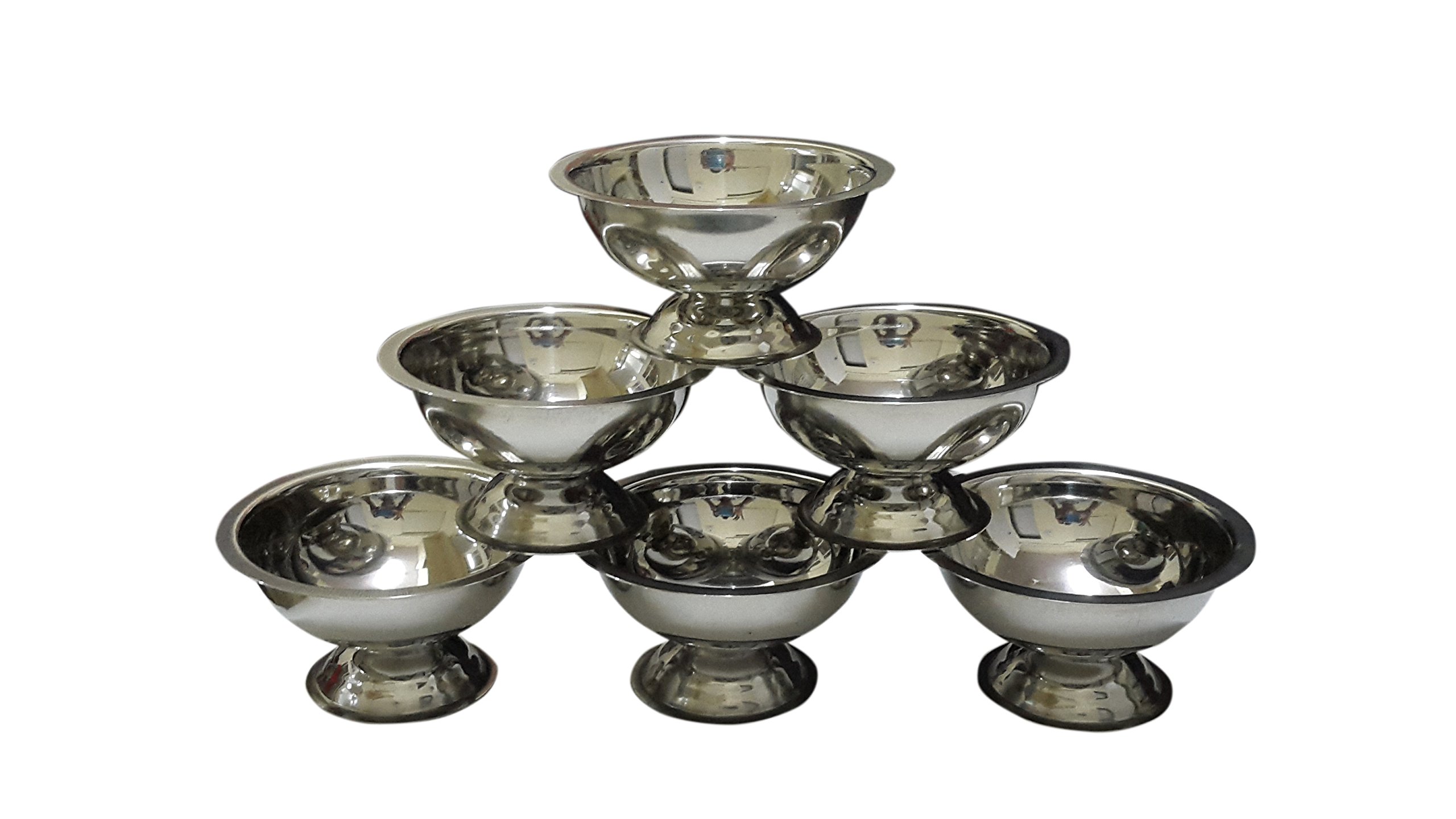 Dynore Stainless Steel 6 Piece Ice-Cream Cups/Soup Bowl    Set with Heavy Gauge ice Cream Scoop - Image 2 thumbnail