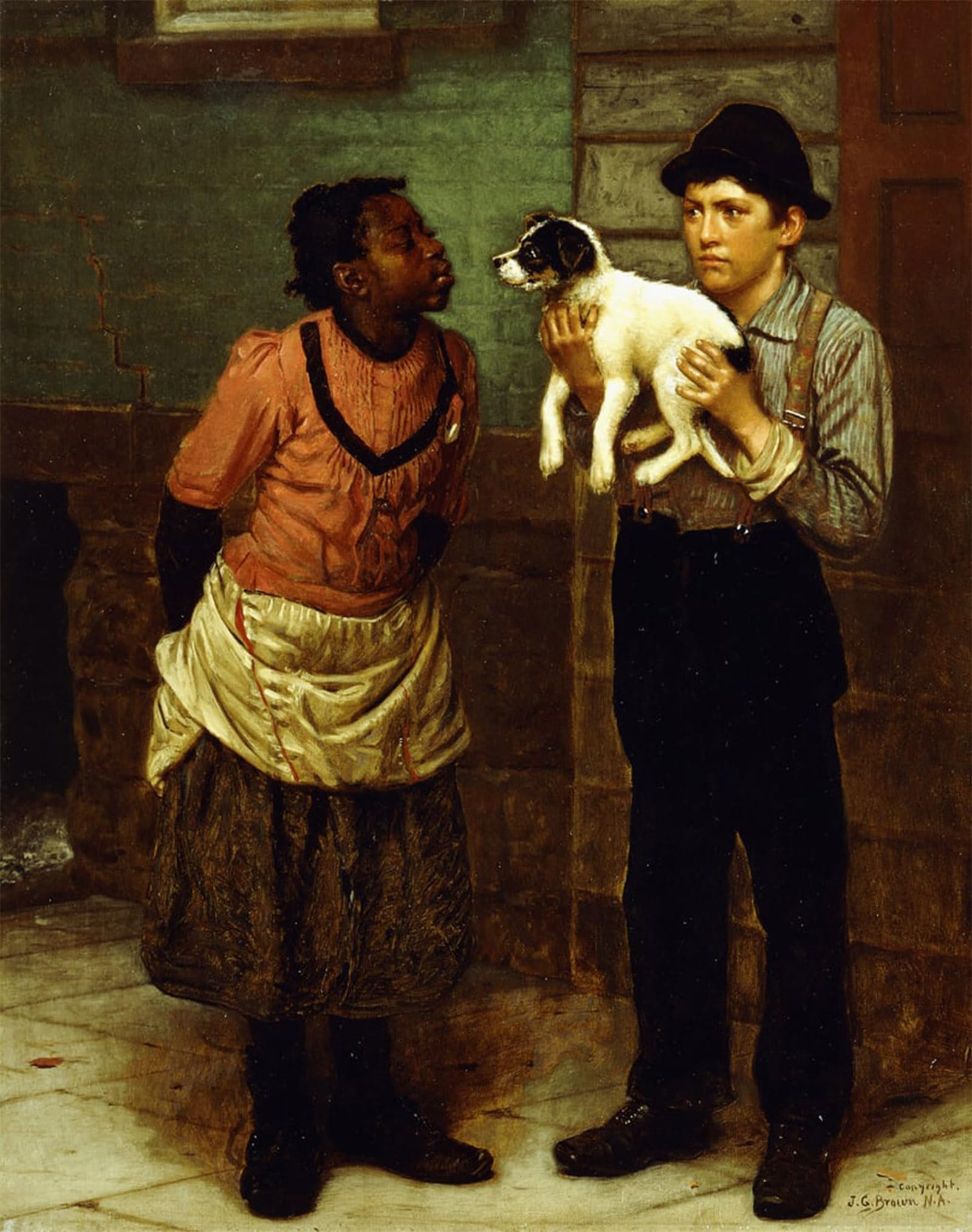 ARTXLXXBN Famous Print Painting Colorful Art Print the New Dog by George Brown Canvas Art Decorations for Home Decor 60x90cm