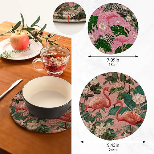 Miniatura 357 de Trivets for Hot Dishes Pots and Pans 2 PC Pot Holders Heat Resistant Cotton Round Potholders for Kitchen Countertop Decorative Autumn Maple Leaves
