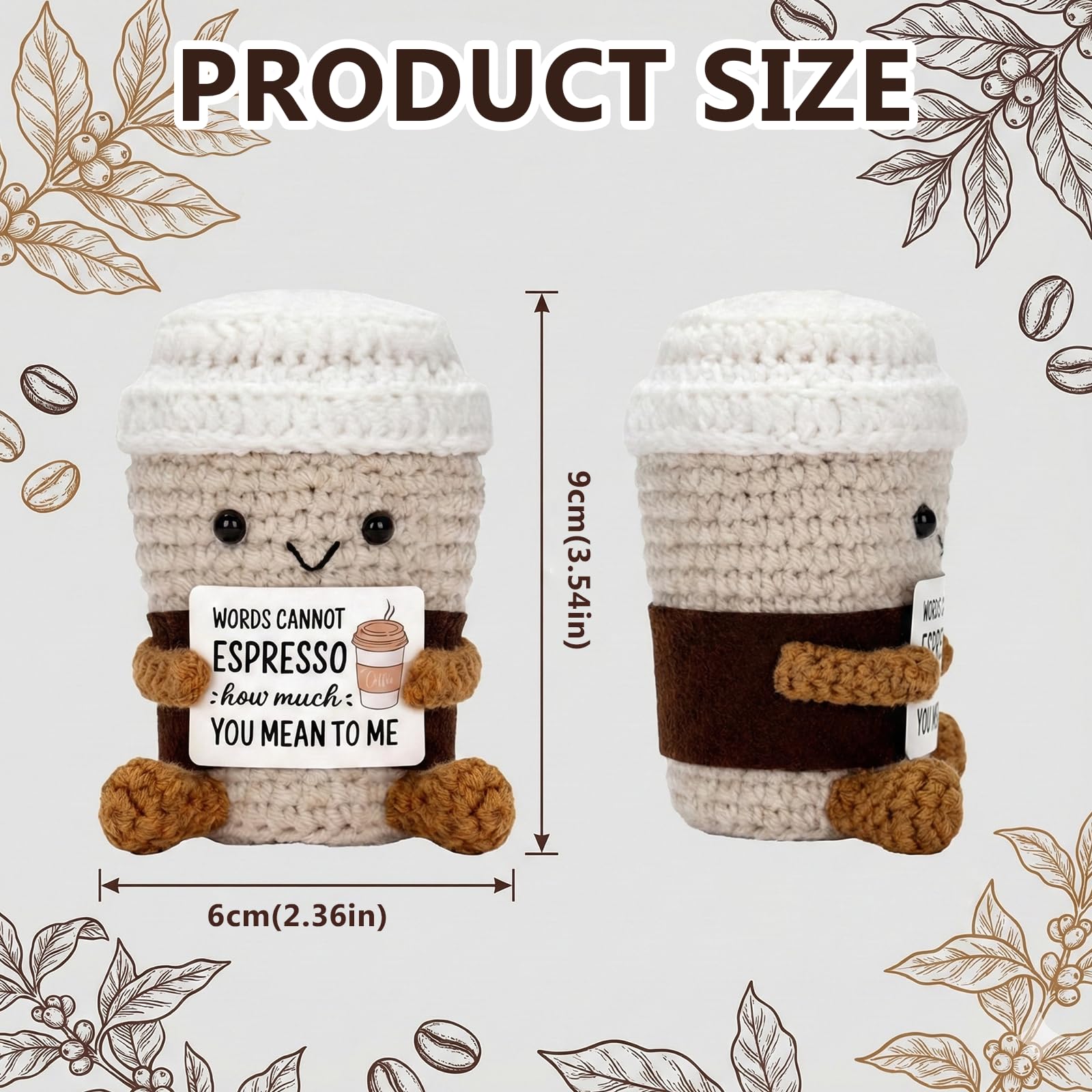Rudfovn Emotional Support Crochet, Positive Gifts with Words Cannot Espresso Quote for Women Men Friend Family - Image 2