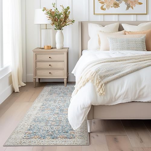 Miniatura 6 de jinchan Alfombra de pasillo de 2 x 6 pulgadas, lavable para cocina, vintage, floral, bohemio, ligera, delgada, antideslizante, retro, envejecida,