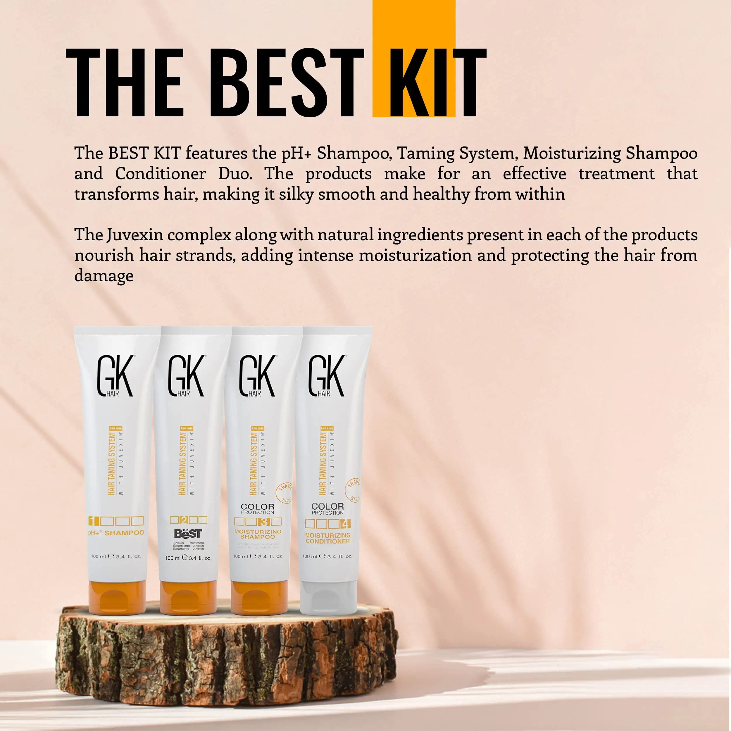 GK HAIR Global Keratin The Best Consumer Box Kit (100ml/3.4 Fl Oz) Trattamento lisciante per capelli alla cheratina - Stiratura professionale brasiliana complessa per capelli lisci e senza crespo