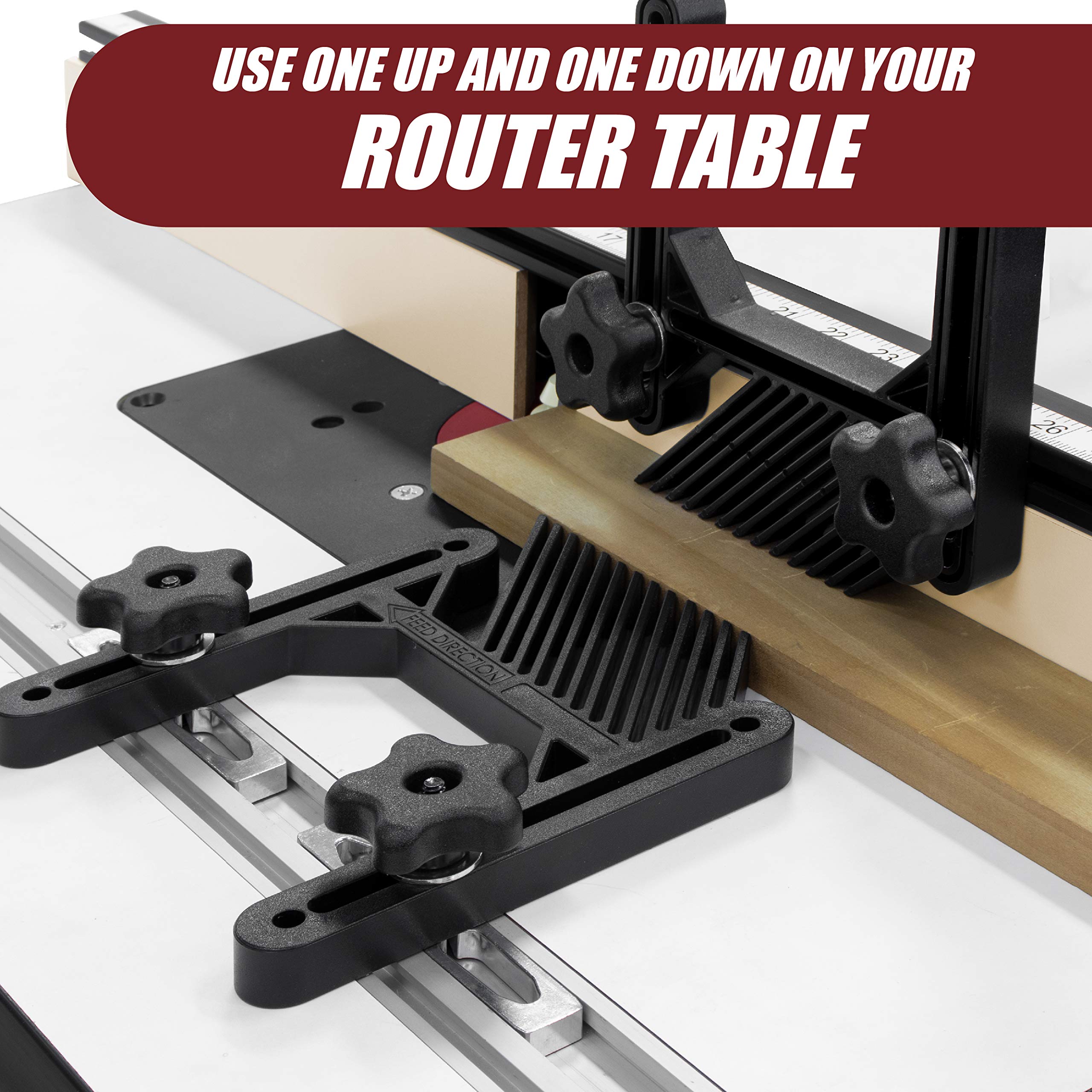 Peachtree Deluxe Featherboard With Miter Lock Bar - For Table Saws, Router Tables, Band Saws (T-Track Or Miter Slot)