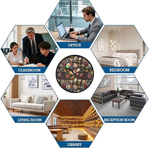 Miniatura 8 de Yuiboo Luminous Voice-Activated Wall Clocks Battery Operated Silent Non-Ticking Clock Vintage Floral Beige 12 Inch for Kitchen Bedroom Living Room