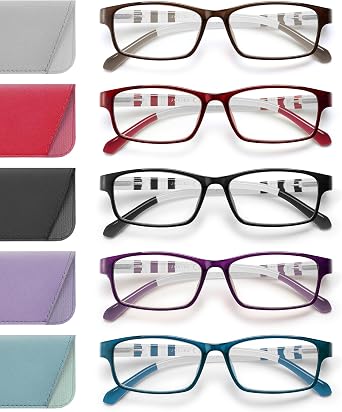 JOLISU Reading Glasses for Women 5 Pack Blue Light Blocking Readers for Small Face, Lightweight Spring Hinge Anti-Glare