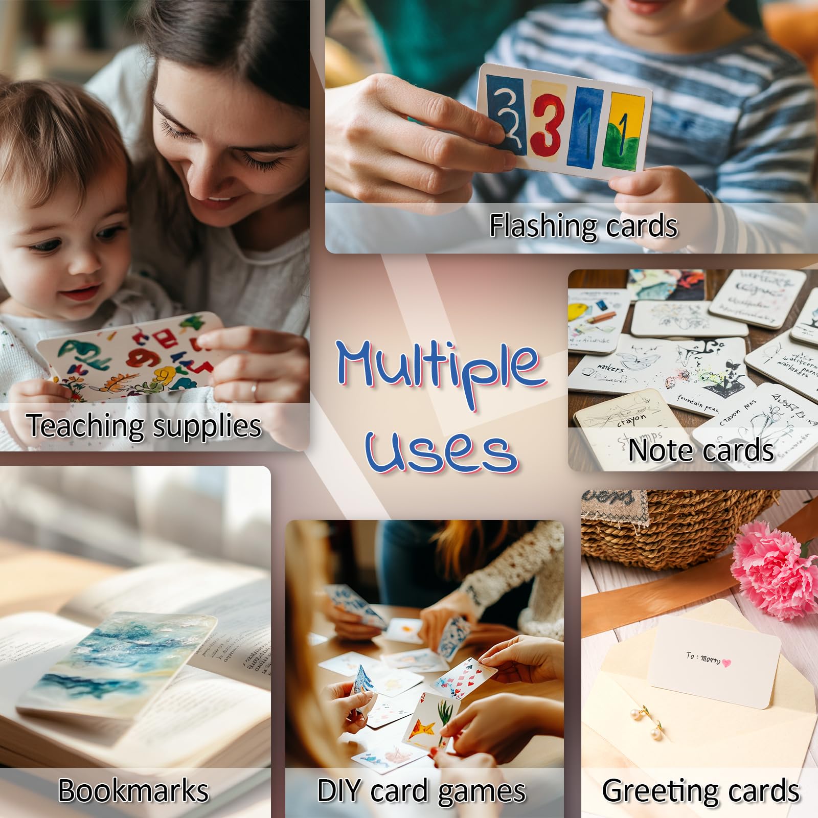SeptCity Tarjetas de juego en blanco, 324 cartas personalizadas de tamaño póquer para juegos de cartas de bricolaje, aprendizaje de estudio, dejar un mensaje, escribir palabras y dibujar