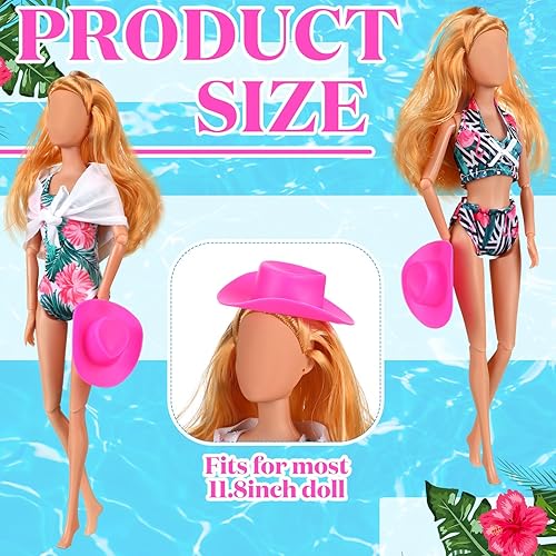 Miniatura 2 de Bencailor Ropa de muñeca para muñeca de 11.8 pulgadas, trajes de natación para muñecas, conjunto de ropa de natación y accesorios, sombrero de