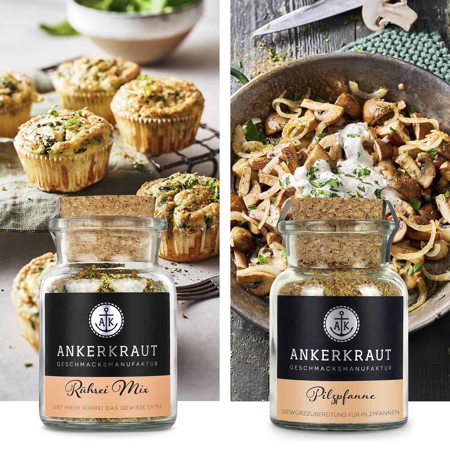 Ankerkraut Best of Kochbuch-Set mit 12 Korkengläsern, 1000g Gewürze plus Kochbuch, einfache Rezepte zum Nachkochen, Bundle zum Verschenken, ausgewählte Top-Seller