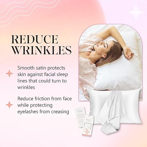 Miniatura 5 de Revele - Funda de almohada de satén para cabello y piel, incluye una funda de almohada tamaño King con cierre de sobre, color blanco