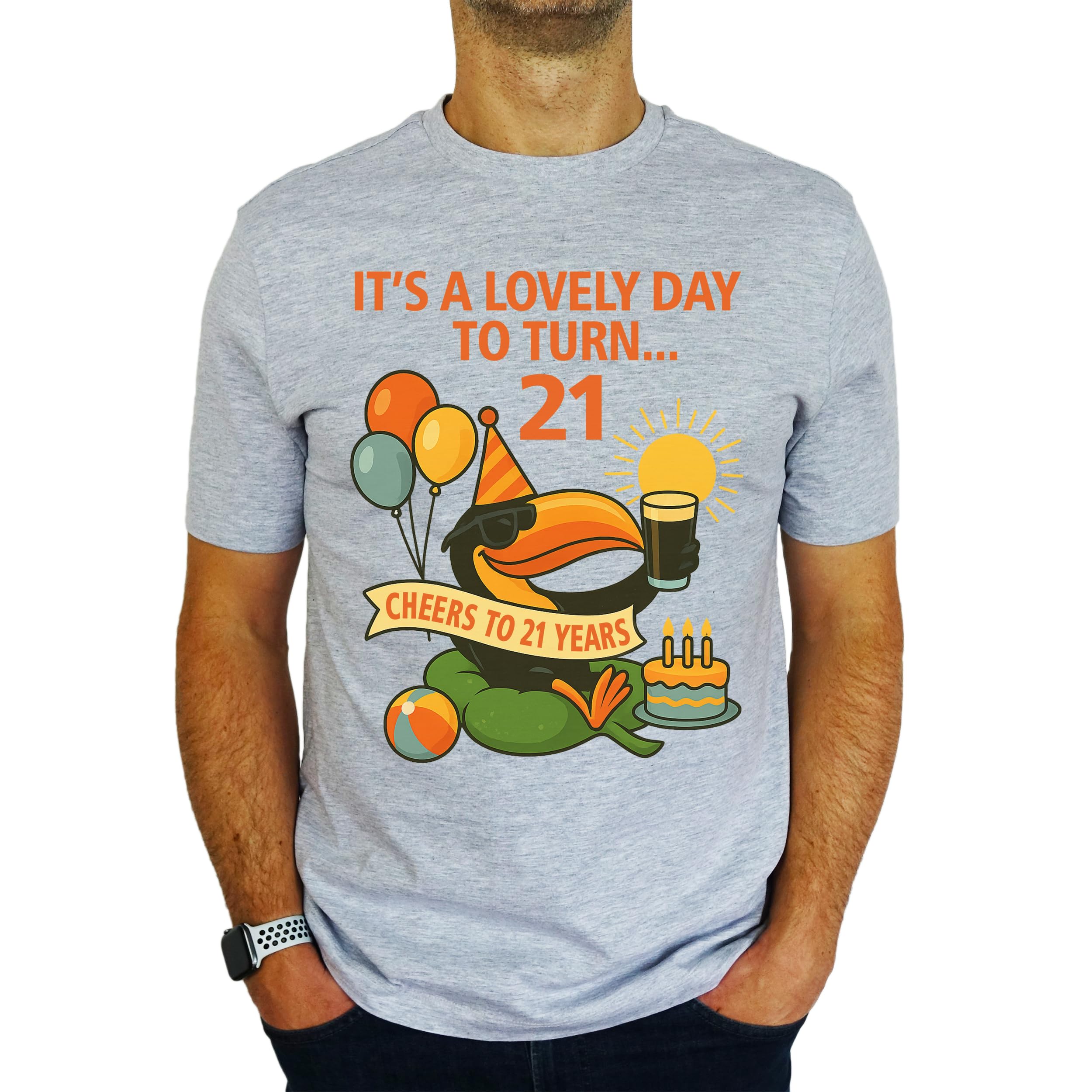 It's A Lovely Day to Turn 21 Toucan - 21st Birthday Gift | Present Mens T-Shirt Heather XL