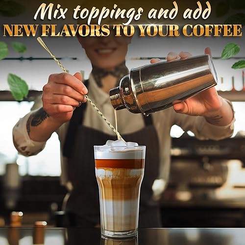 Miniatura 53 de 4 agitadores de cóctel de cuchara de bar, cucharas de 12 pulgadas de largo para agitar, acero inoxidable con superficie pulida, fácil de limpiar