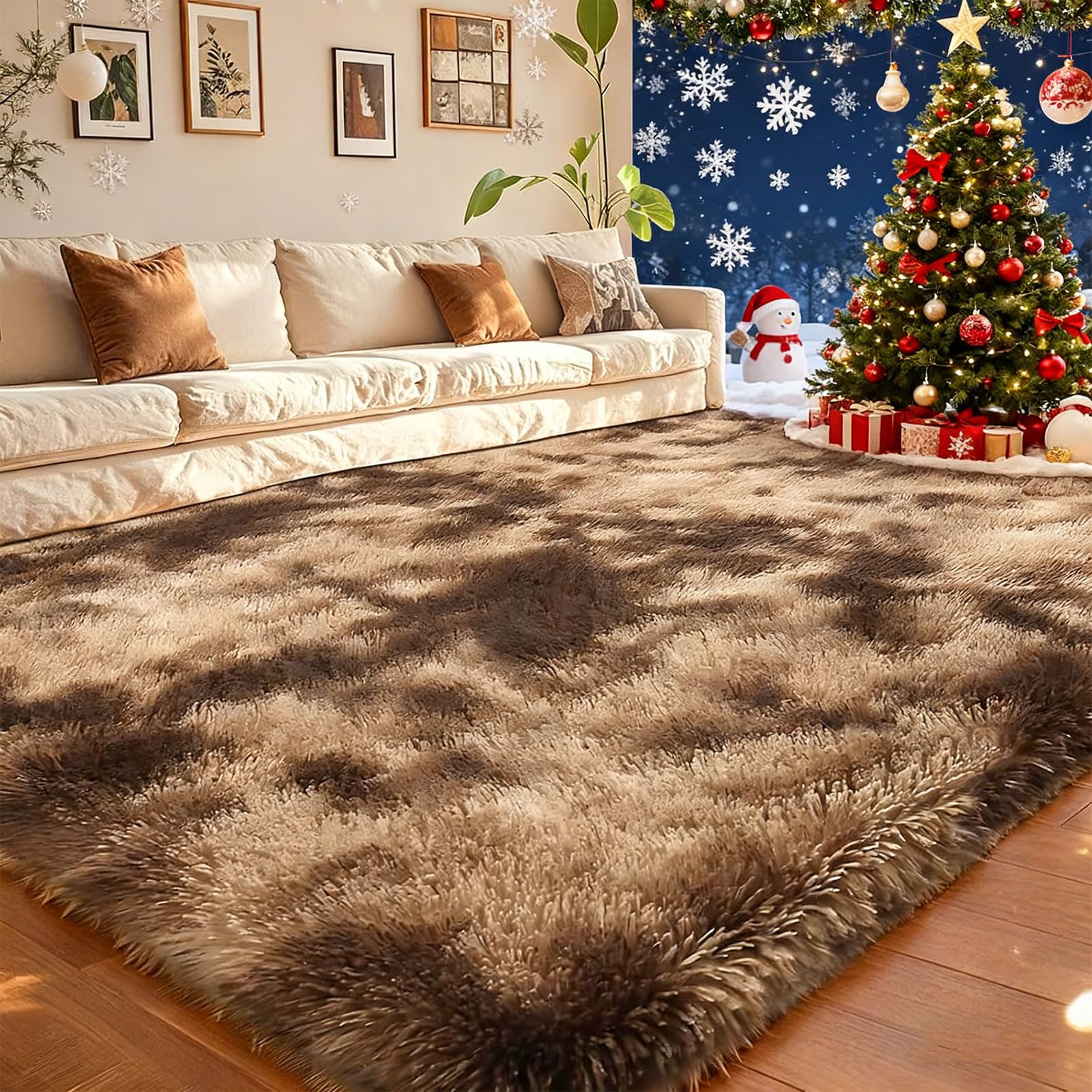 Tapis chambre 210 x 300 cm poils longs lavable grand salon moderne