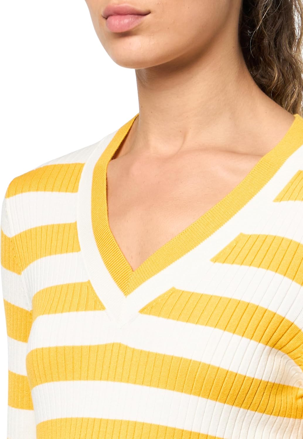 Nautica womens Long Sleeve Striped V-neck Ribbed Sweater - Image 3
