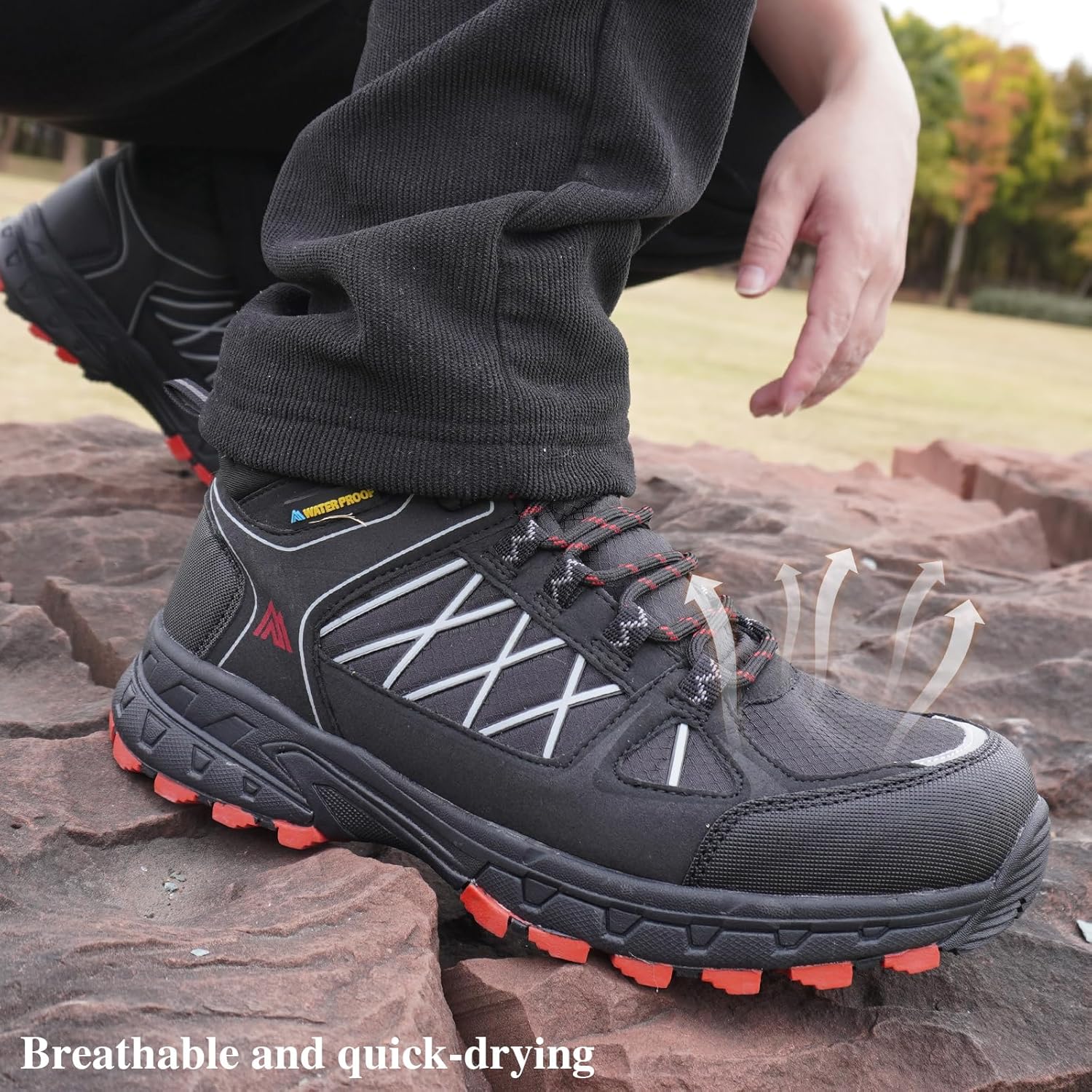 Queday Waterproof Hiking Boots Mens Lightweight Walking Shoes Daily Hike Trekking Trail Outdoor Camping Climbing - Image 7