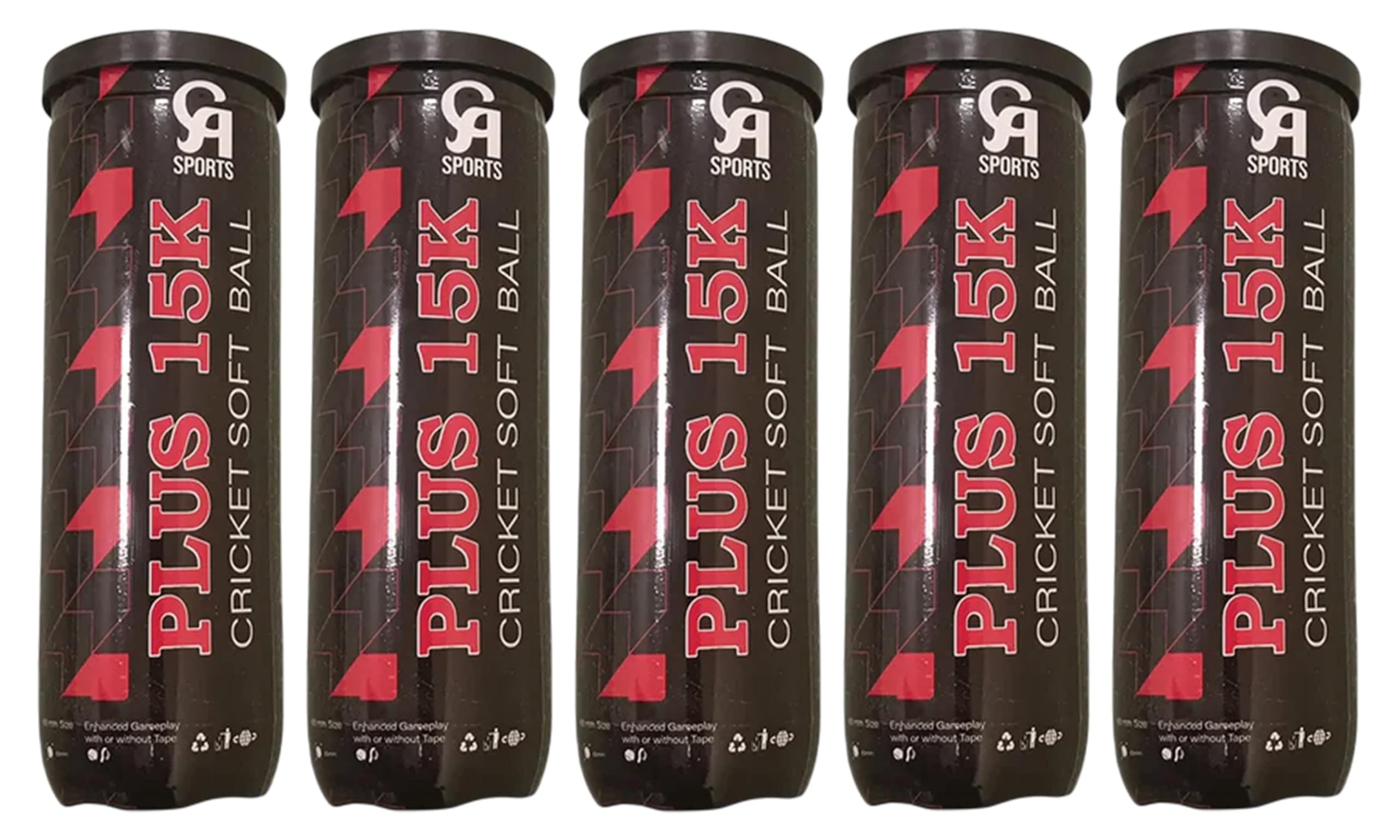 CA 15K Plus Soft Cricket Tape Ball – Packung mit 5 Ruten (insgesamt 15 Kugeln)