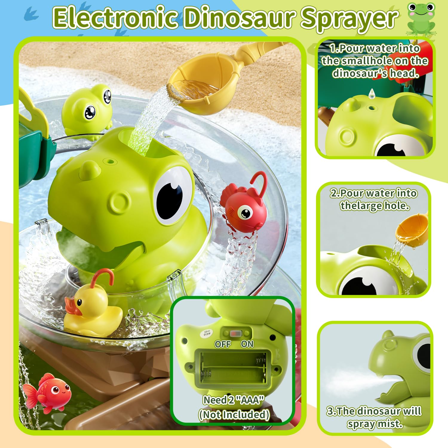 Mesa de agua de dinosaurio, fregadero de juego