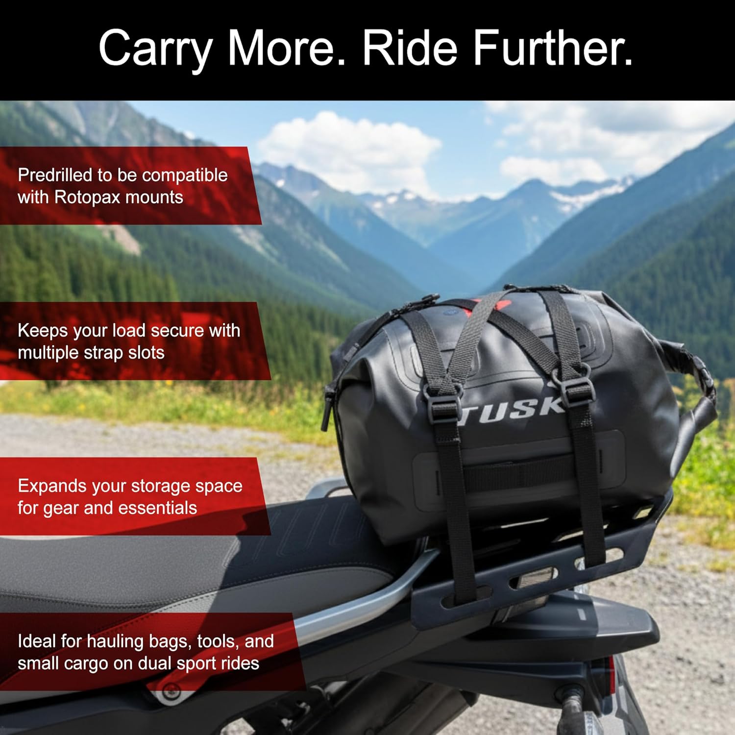 Tusk Top Rack Luggage Carrier Rear Tail Rack Compatible with CF-Moto Ibex 450 2026