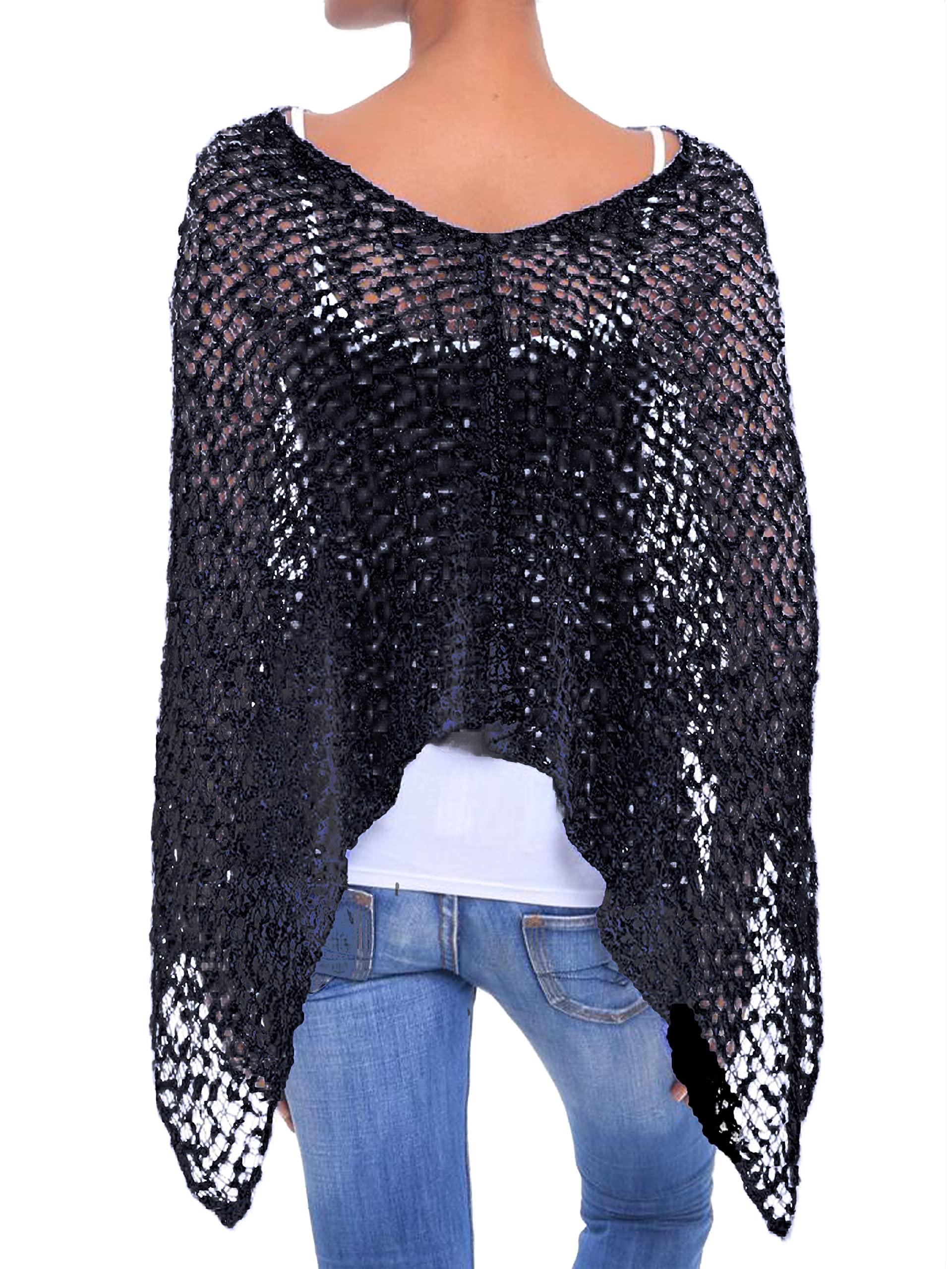 JOPHY & CO. Poncho Donna Rete Effetto a Maglia Coprispalle Crochet Estivo e Primaverile da Donna Leggero e Morbido (cod. 1511)