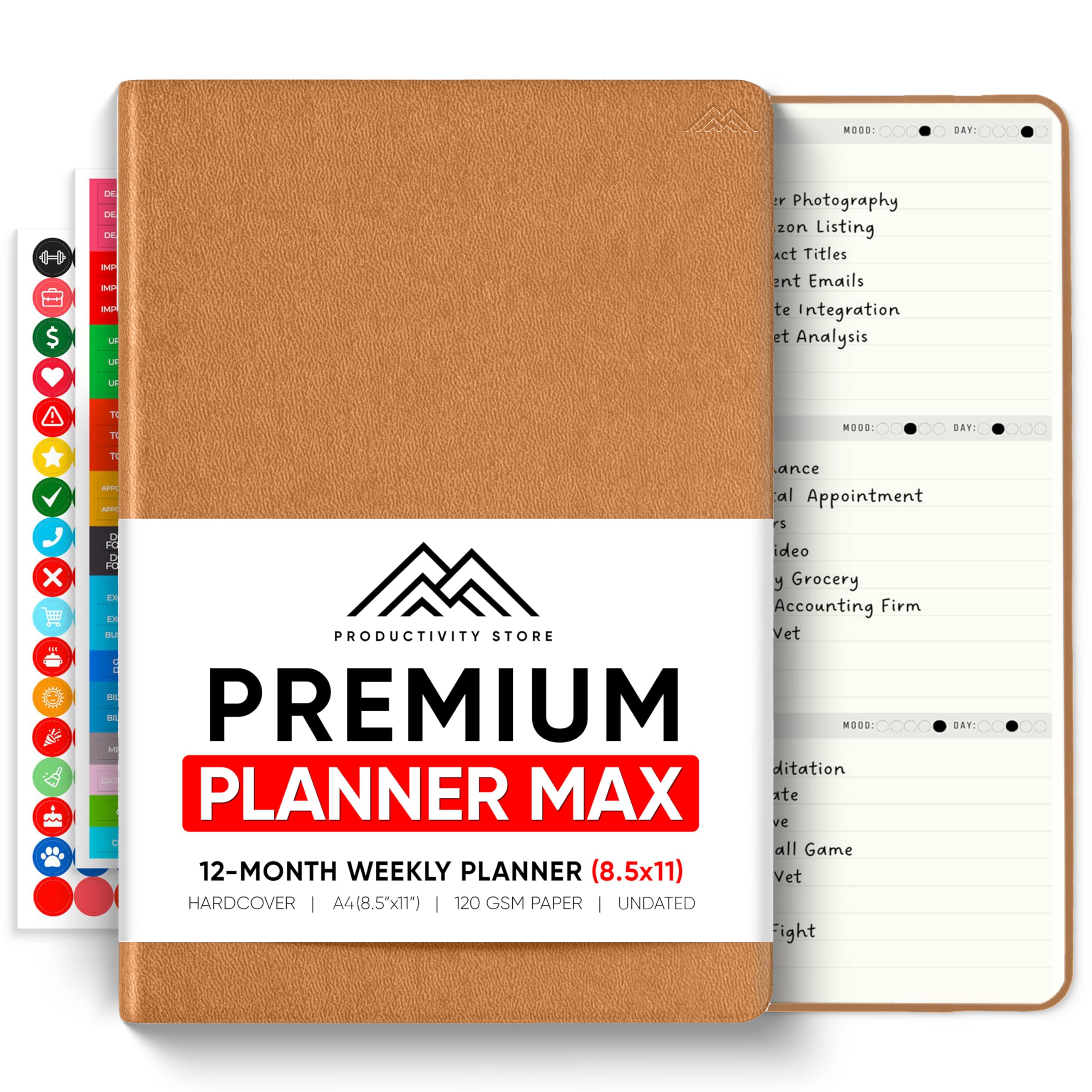 Undated, 2026 Planner, 8.5" x 11" - The #1 Productivity Planner to Achieve Your 2026 Goals - Planner 2026-2027 by PRODUCTIVITY STORE (A4, BROWN)