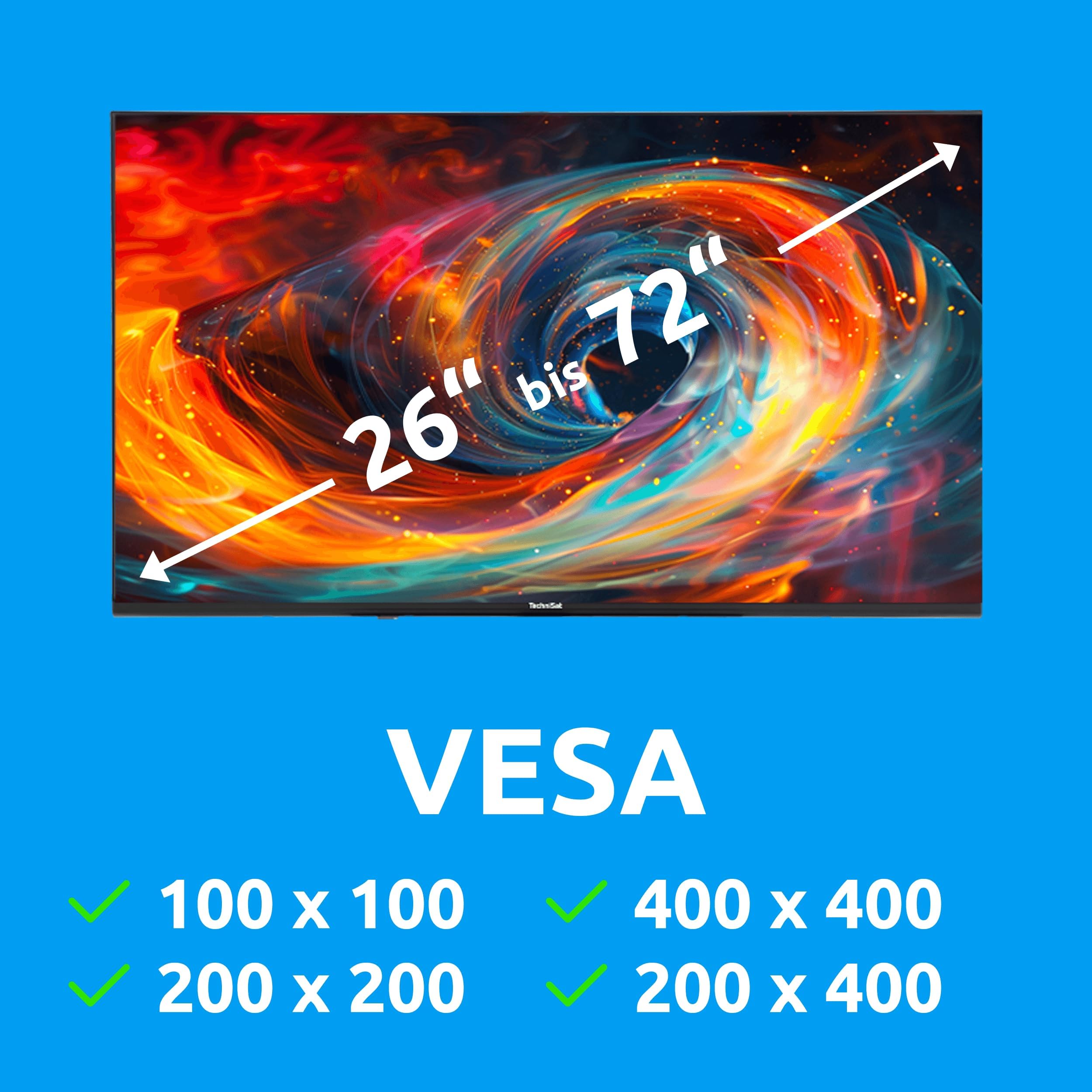 TechniSat TECHNIMOUNT FLEX - support mural flexible pour téléviseur à écran plat (charge de 45kg, inclinaison de l'écran, passage des câbles intégré, mesure VESA, niveau à bulle, pivotant, extensible)