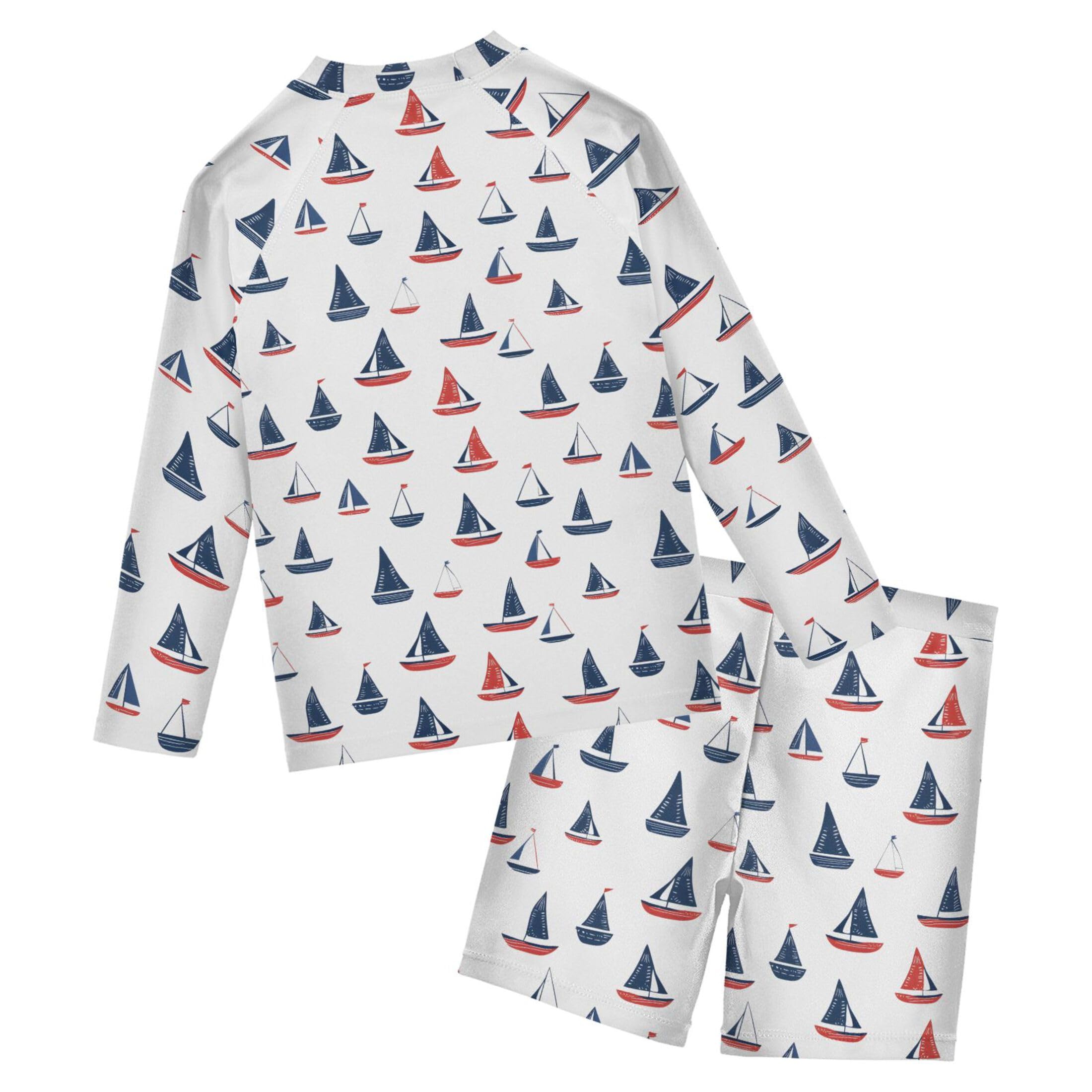 Sailboat Baby Boys' Toddler Long Sleeved Rashguard Swim Bathing Suit Set B0403673