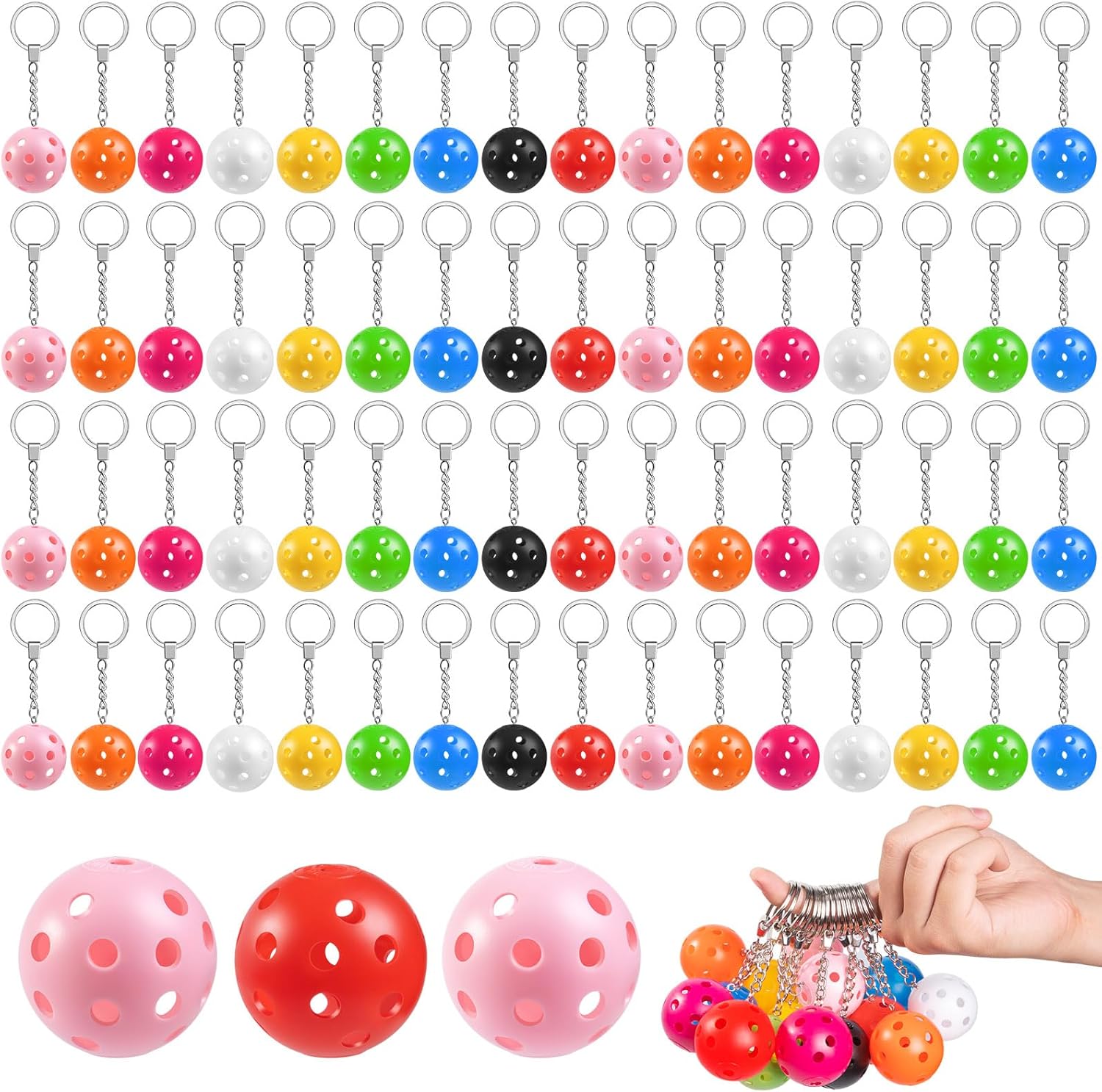 Pickleball Keychain, 18/36/54/72/90Pcs Pickleball Keychains Bulk for Women