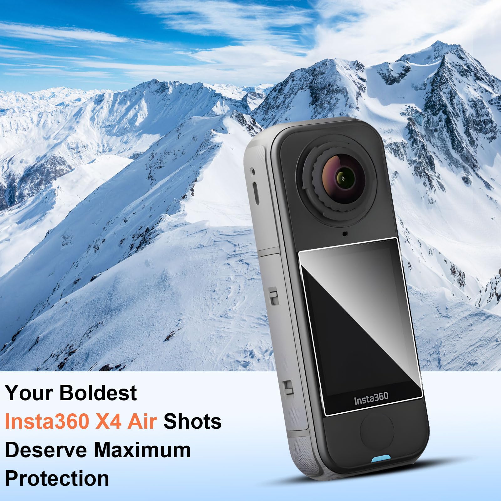 QULLOO Pellicola Protettiva per Insta360 X4 Air, 3 Pezzi HD Vetro Temperato Durezza 9H Anti-graffio Schermo Protezione