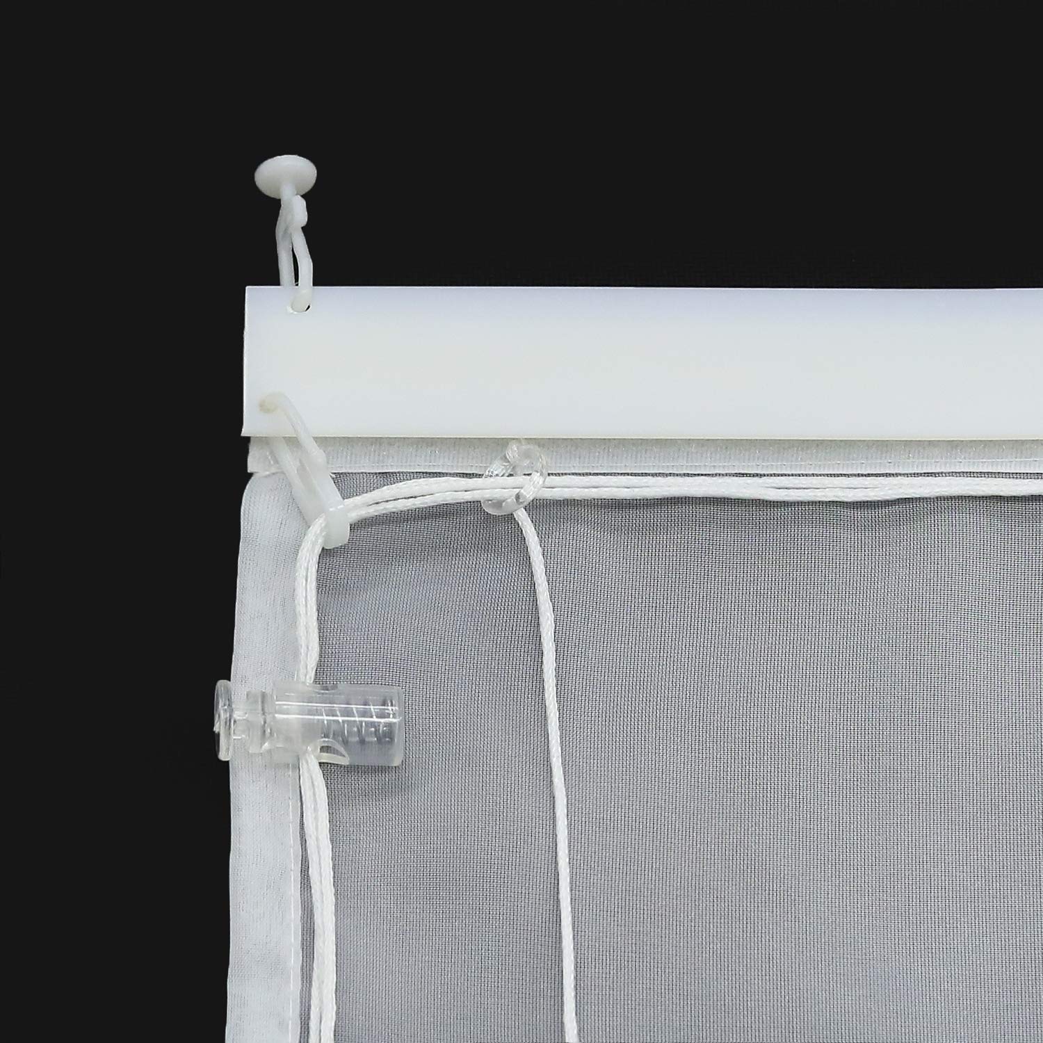 Voile Raffrollo mit Klettband Küche Transparente Raffgardine Bändchenrollo Modern Voile Baum Muster Weiß BxH 120x140cm 1 Stück