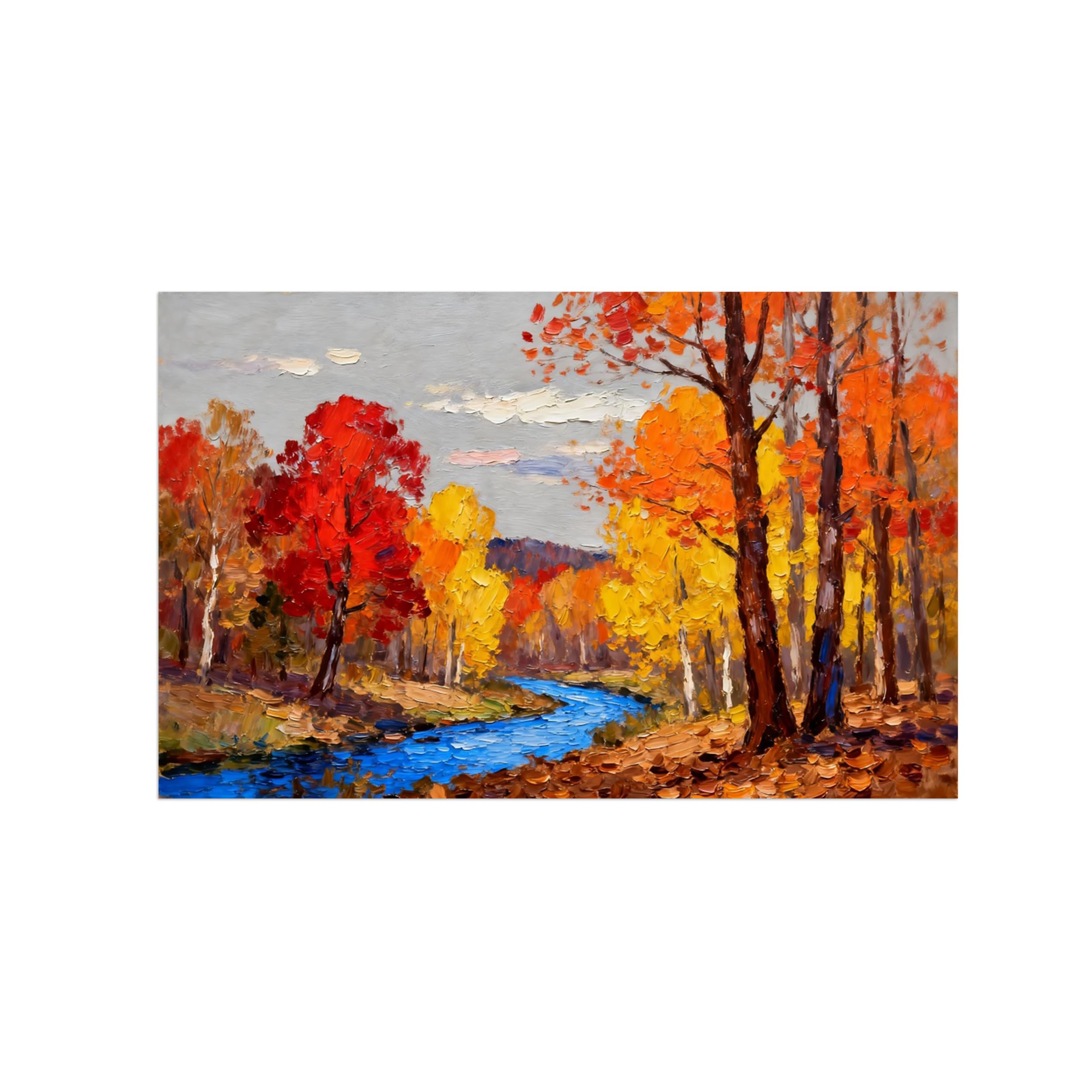 Ozpwbvy Unframed Autumn River Landscape Canvas Wall Art Picture 70X115cm