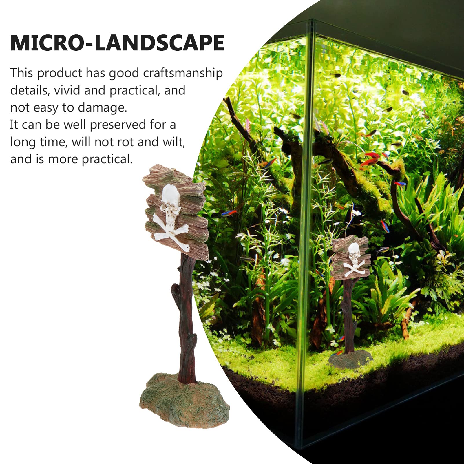 ULTECHNOVO 3pièces Ornement Résine Forme De Crâne pour Aquarium Décoration Originale avec Signal Avertissement pour Créer Une Ambiance Unique Votre Réservoir Eau