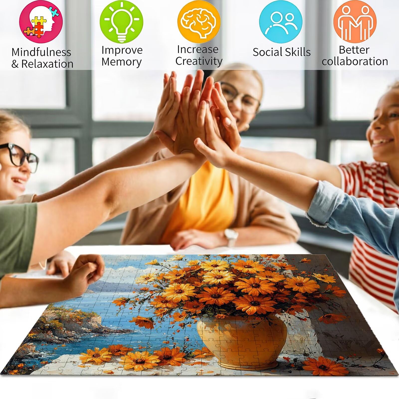 Chryzantema Puzzle 1500 elementów, wymagająca zagadka, drewniane puzzle dla dorosłych, puzzle dla całej rodziny, zestaw "zrób to sam" dla dorosłych, nadają się jako dekoracja ścienna, prezenty dla