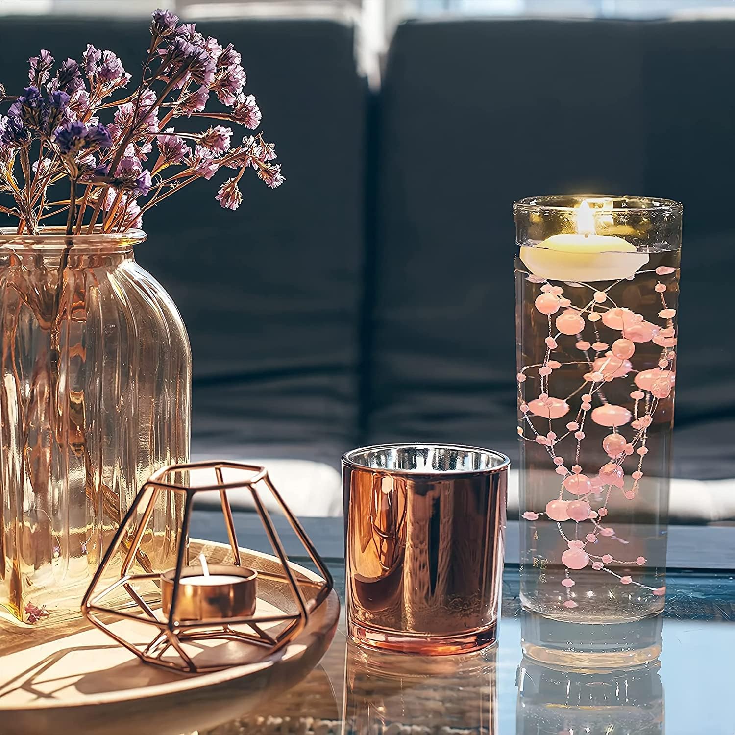 18 Perle Galleggianti Per Vasi - Decorazione Natalizia, Centrotavola, Matrimoni, 1.2M - Foto 5