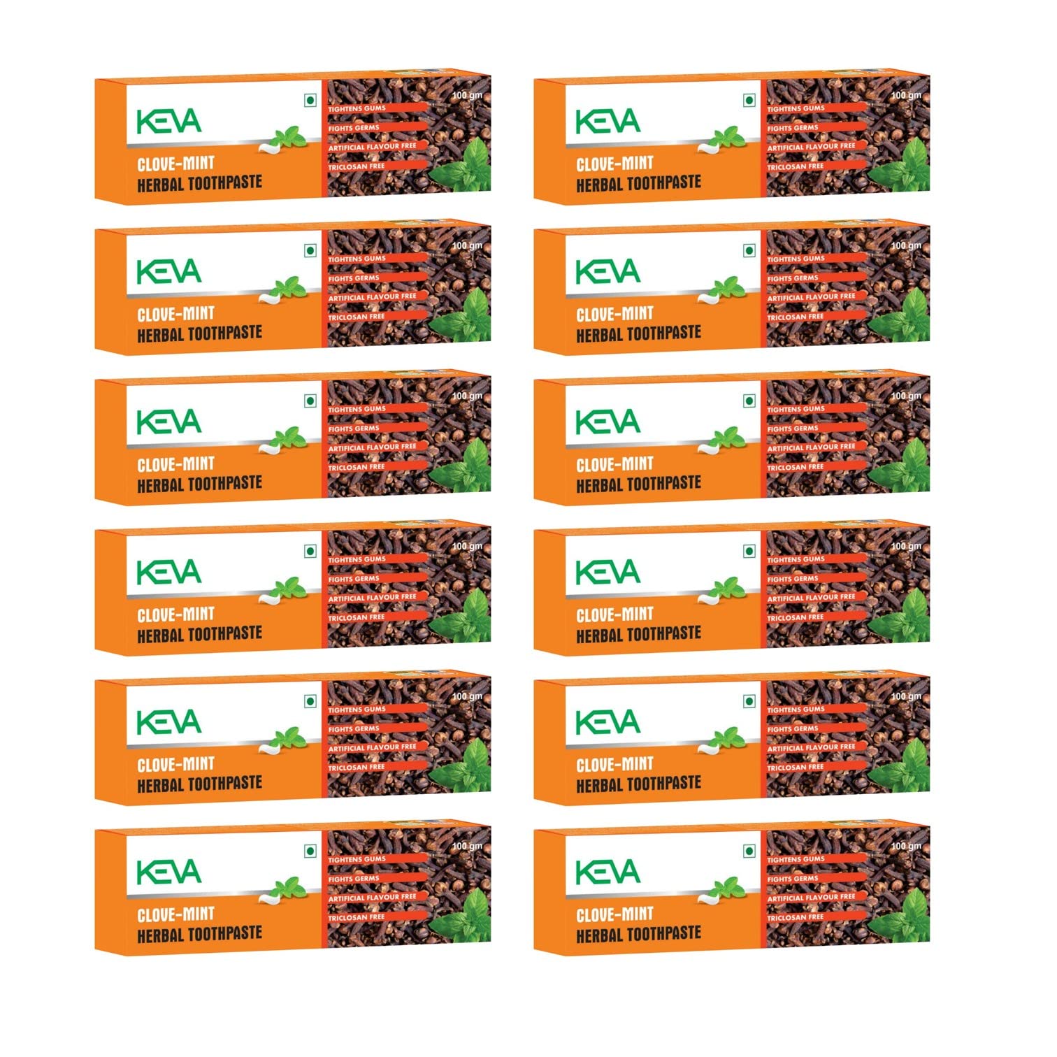 Keva Clove Mint Toothpaste : Tightens Gums, Fights Germs, Artificial Flavour Free, Triclosan Free : 100gms - Pack of 12-image-37
