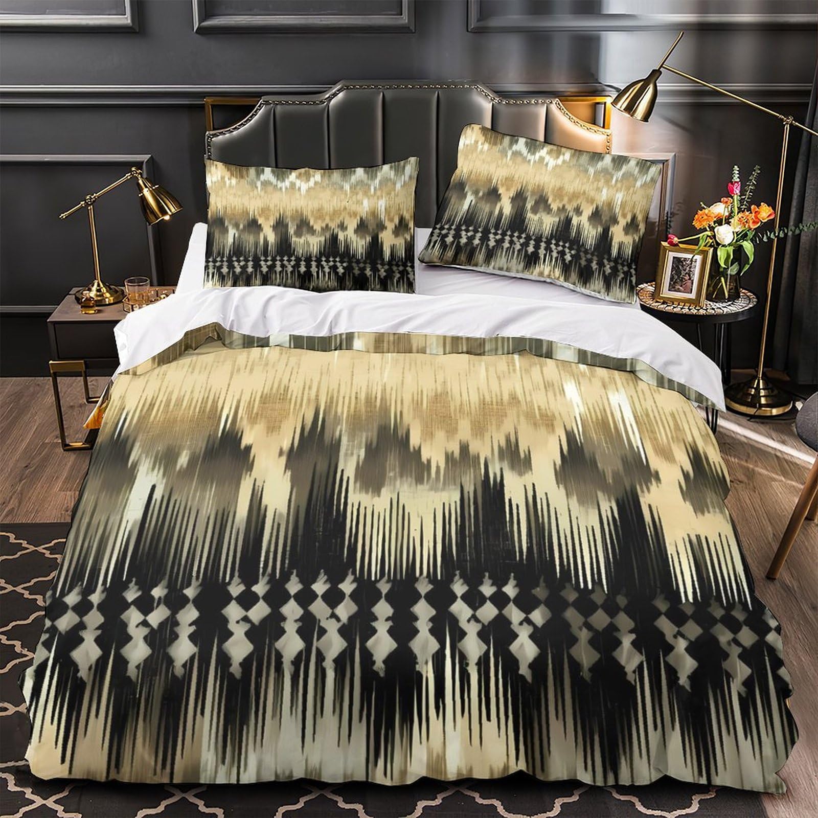 Parure de lit pour chambre d'ado motif géométrique abstrait effet 3D coloré