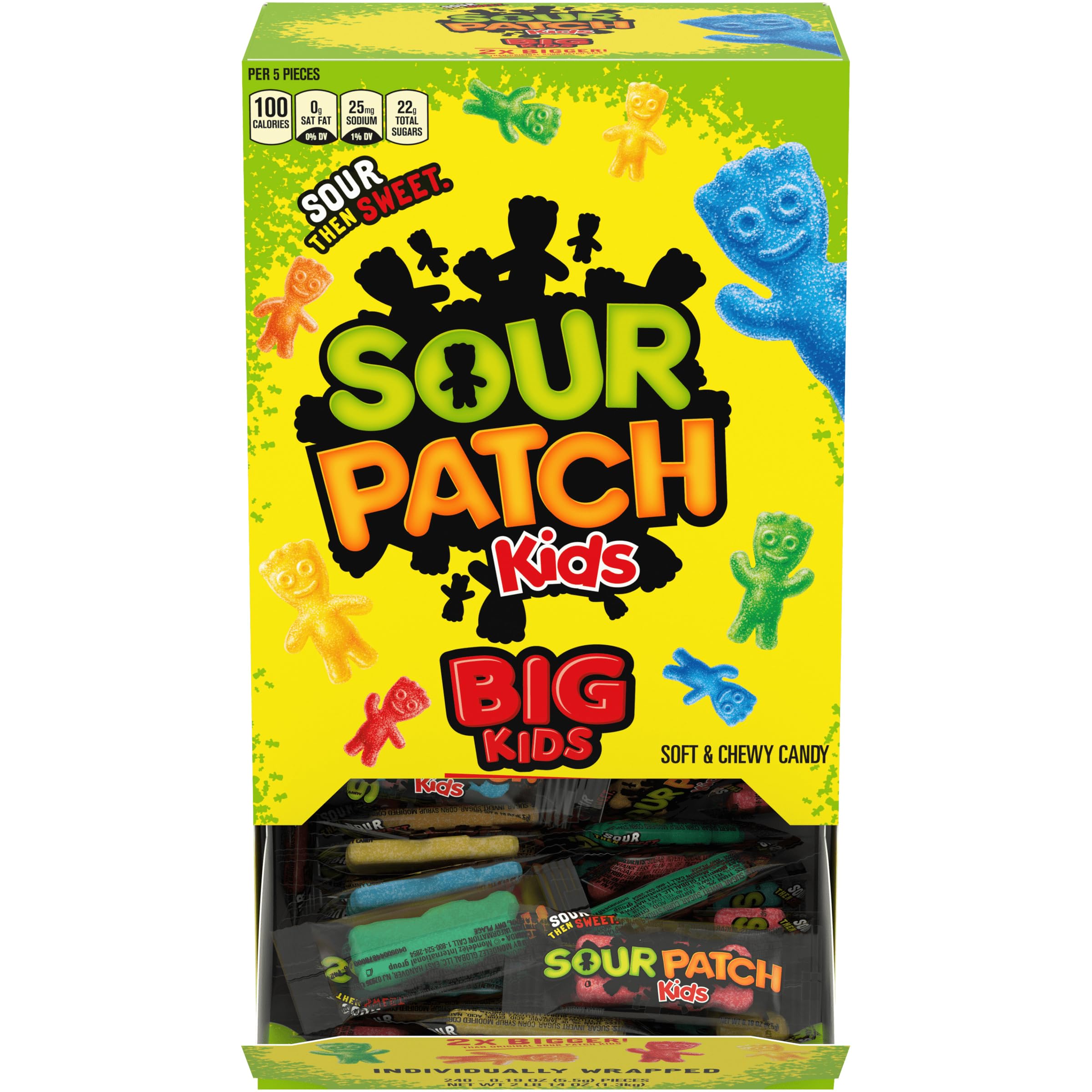 Sour Patch KidsBig Individually Wrapped Soft & Chewy Candy, Bulk Candy, 240 Count Box