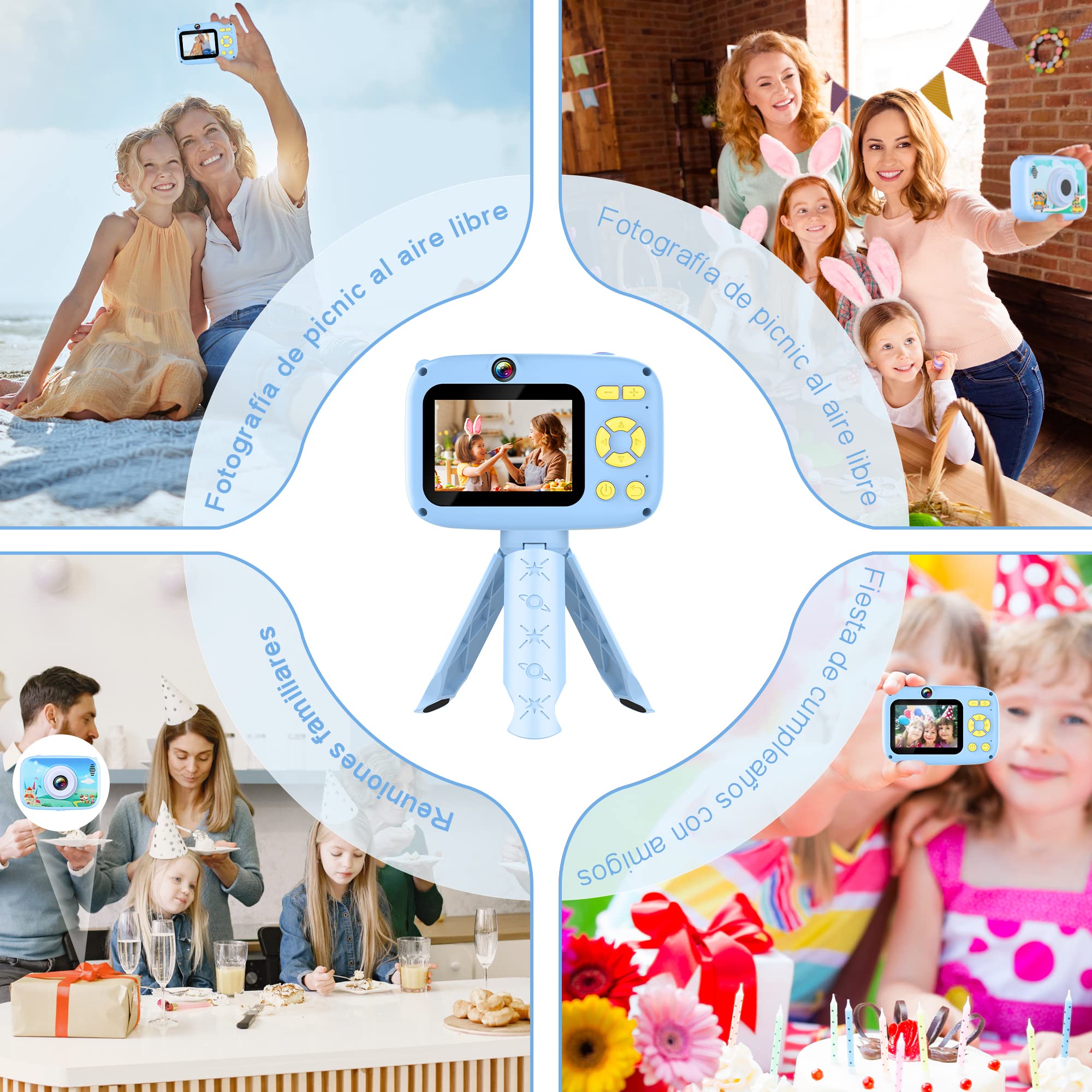 Cámara Infantil GuKKK Con Pantalla De 2,4″ Y 1080P HD – Selfie Con Lente Giratoria De 180°, Incluye Tarjeta De 32 GB, Regalo Para Niños De 3 A 12 Años (rosa)