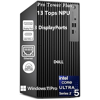 Dell Pro Tower Plus Desktop Computers, Intel 14-Core Ultra 5 235 (13 Tops NPU), 16GB DDR5 RAM, 1TB PCIe SSD, Copilot AI Business PC, DVDRW, 3 DisplayPorts, 2 Type-C, WiFi Adapter, Windows 11 Pro