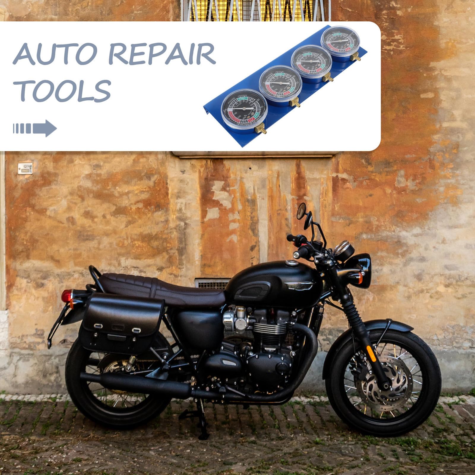 VICASKY Vacuometro Carburatori Moto con Tubo in Acciaio Inox | Sincronizzazione Motore, Manutenzione Auto e Officina, Materiali Abs, Gomma e Rame, per Appassionati